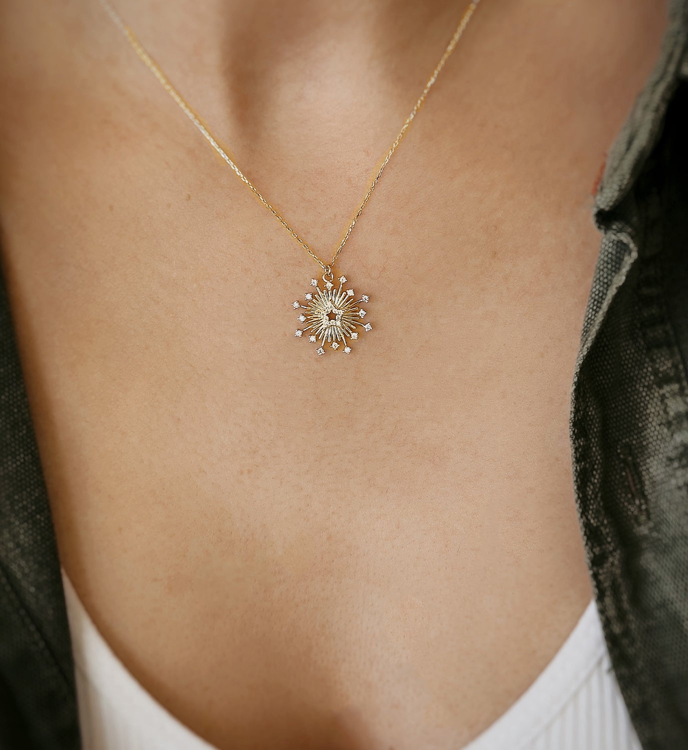 14K Gold Snow Flower Necklace