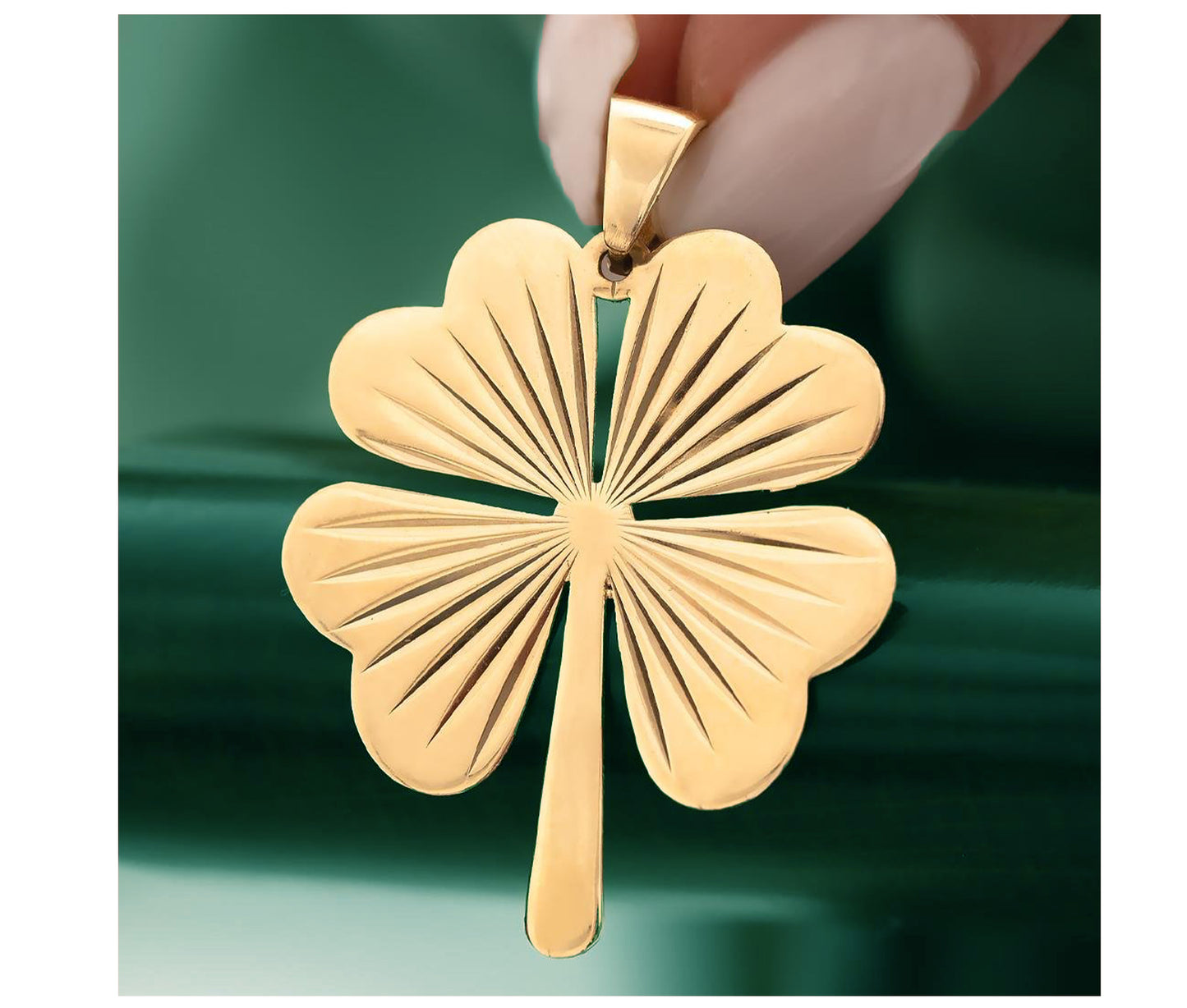 14K Solid Gold Clover Pendant Necklace Or Box Chain