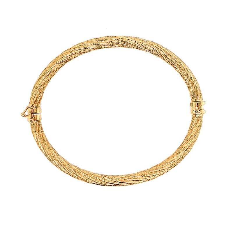 14K Solid Gold Bangle Twisted Bracelet Classic Real Gold Women