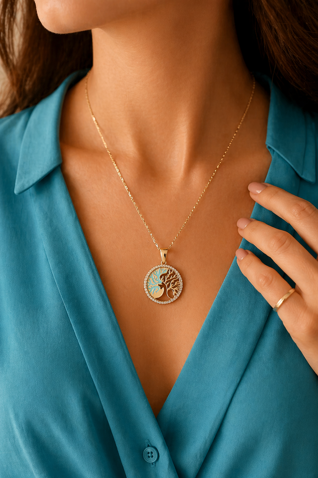 14K Solid Gold Tree of Life Necklace