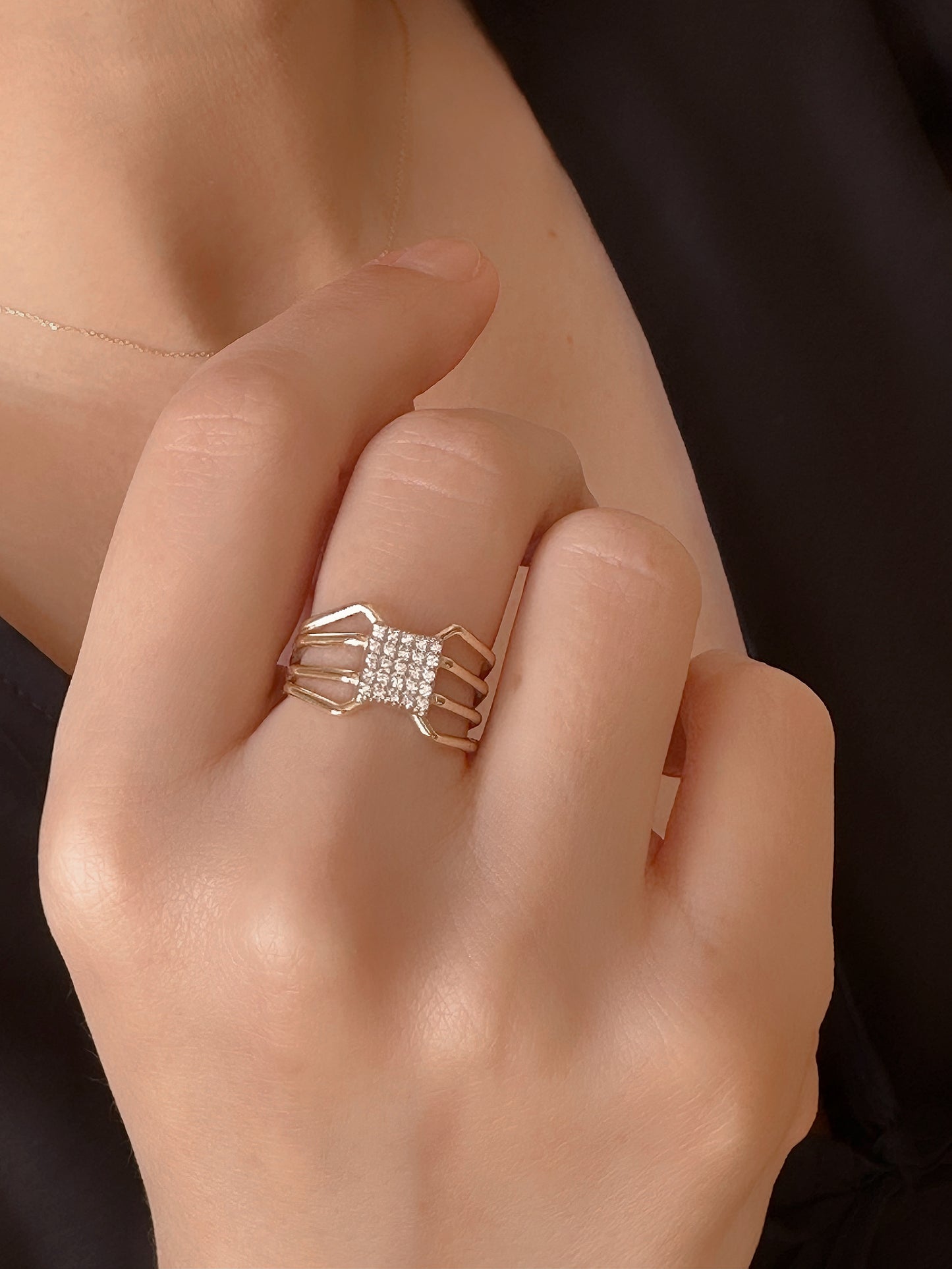 14K Solid Gold Spider Web Ring