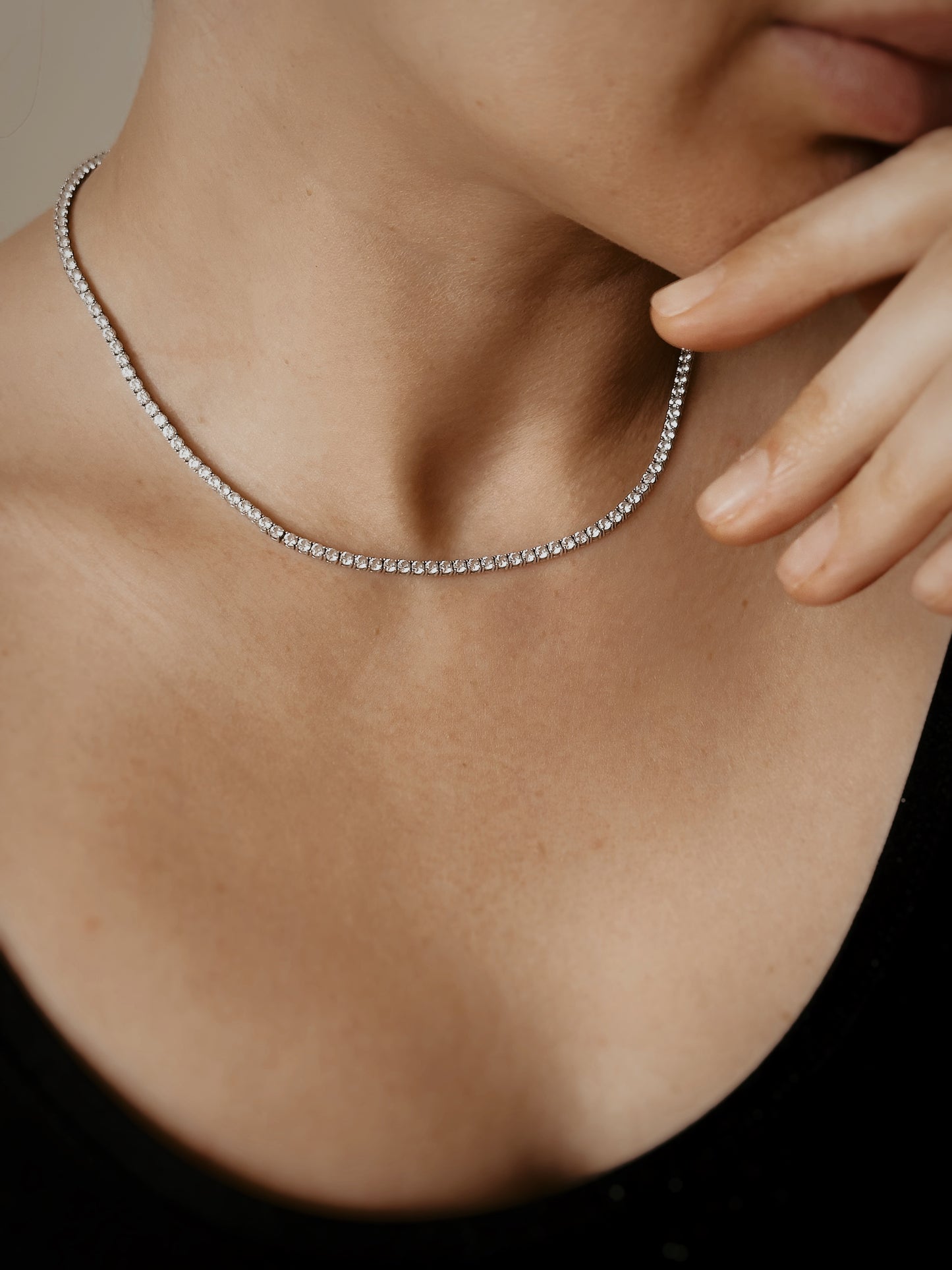 14K Solid Gold Wedding Tennis Necklace