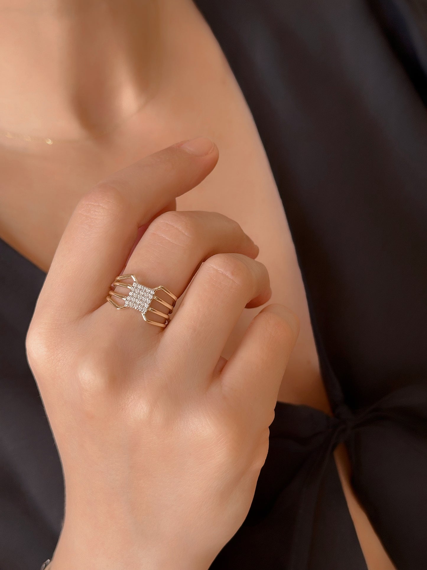 14K Solid Gold Spider Web Ring