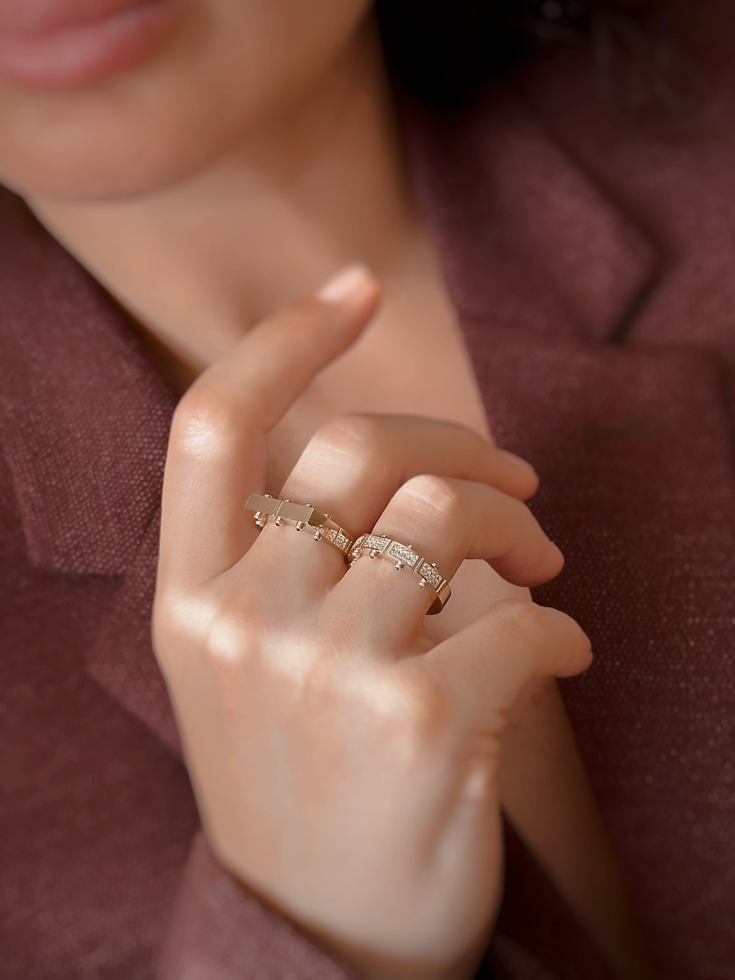 14k solid gold Angular Screw ring
