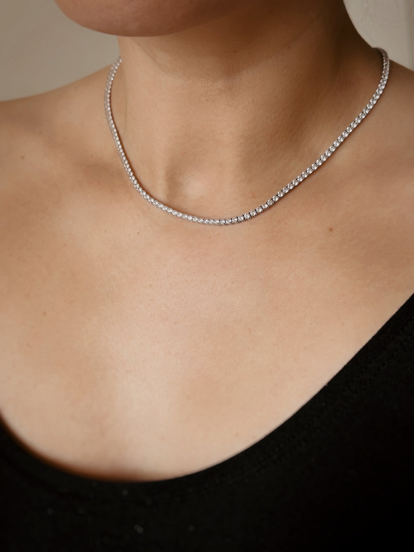 14K Solid Gold Wedding Tennis Necklace
