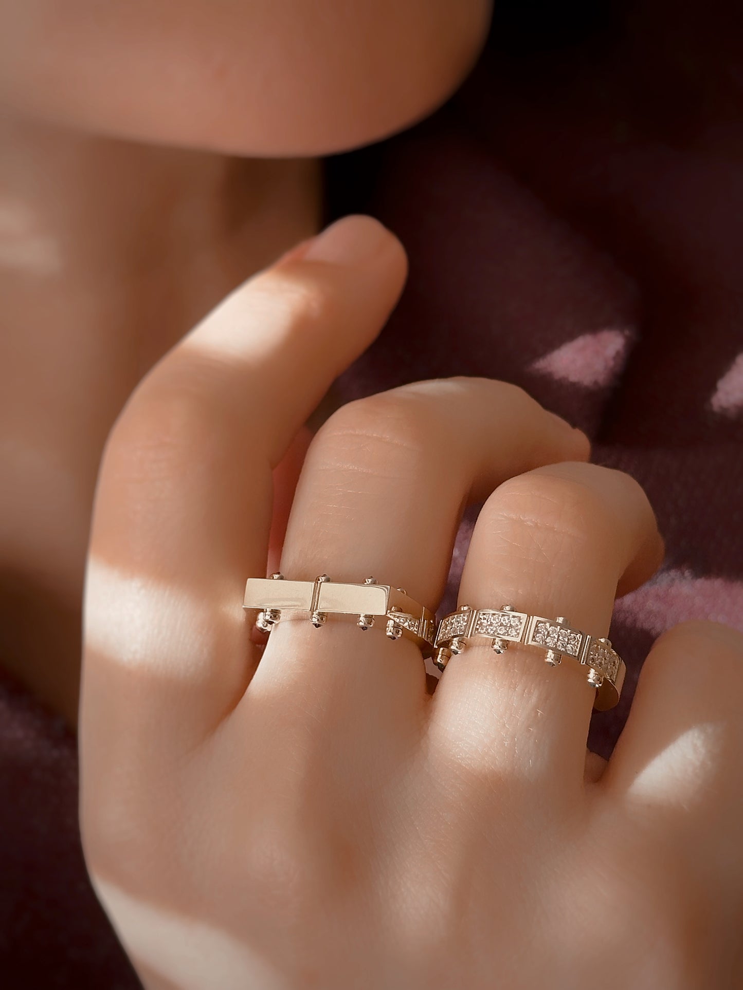 14k solid gold Angular Screw ring