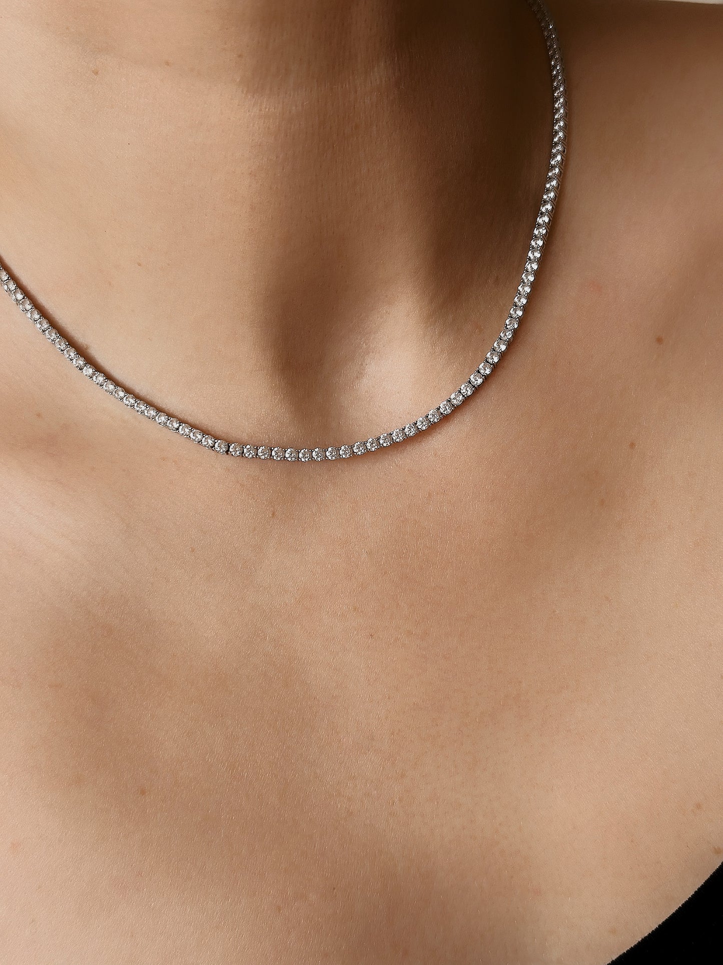 14K Solid Gold Wedding Tennis Necklace