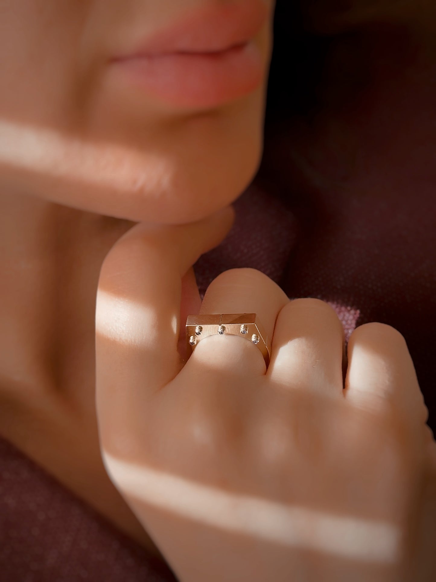 14k solid gold Angular Screw ring