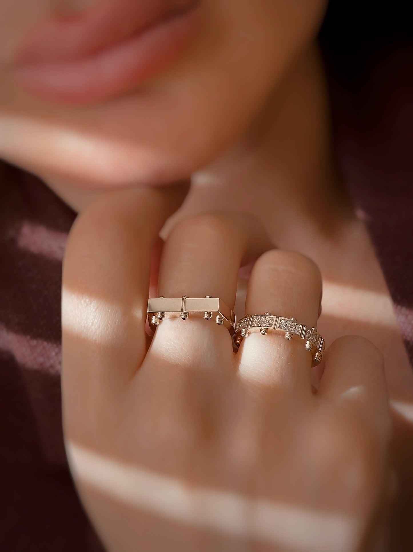 14k solid gold Angular Screw ring