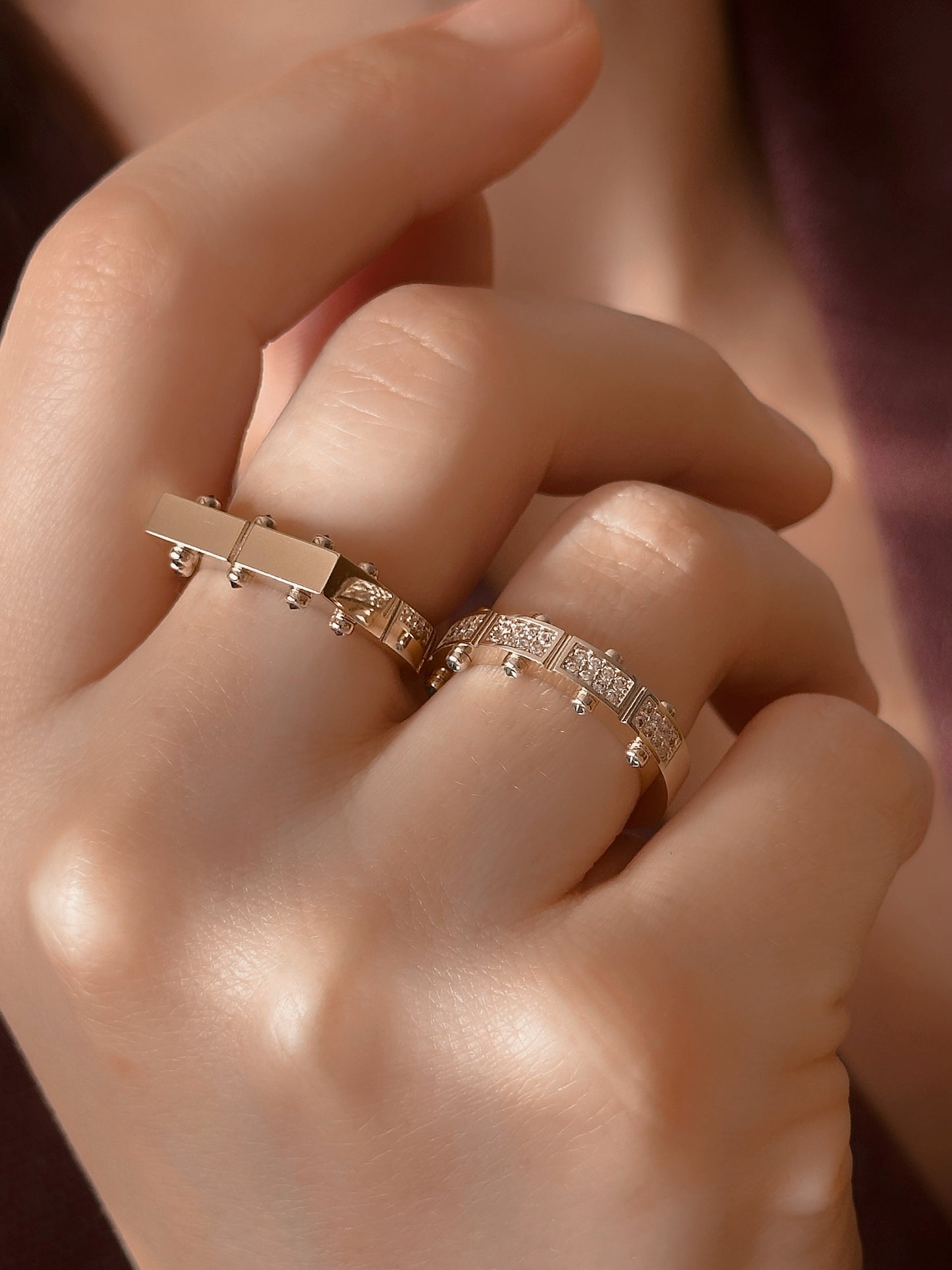 14k solid gold Angular Screw ring