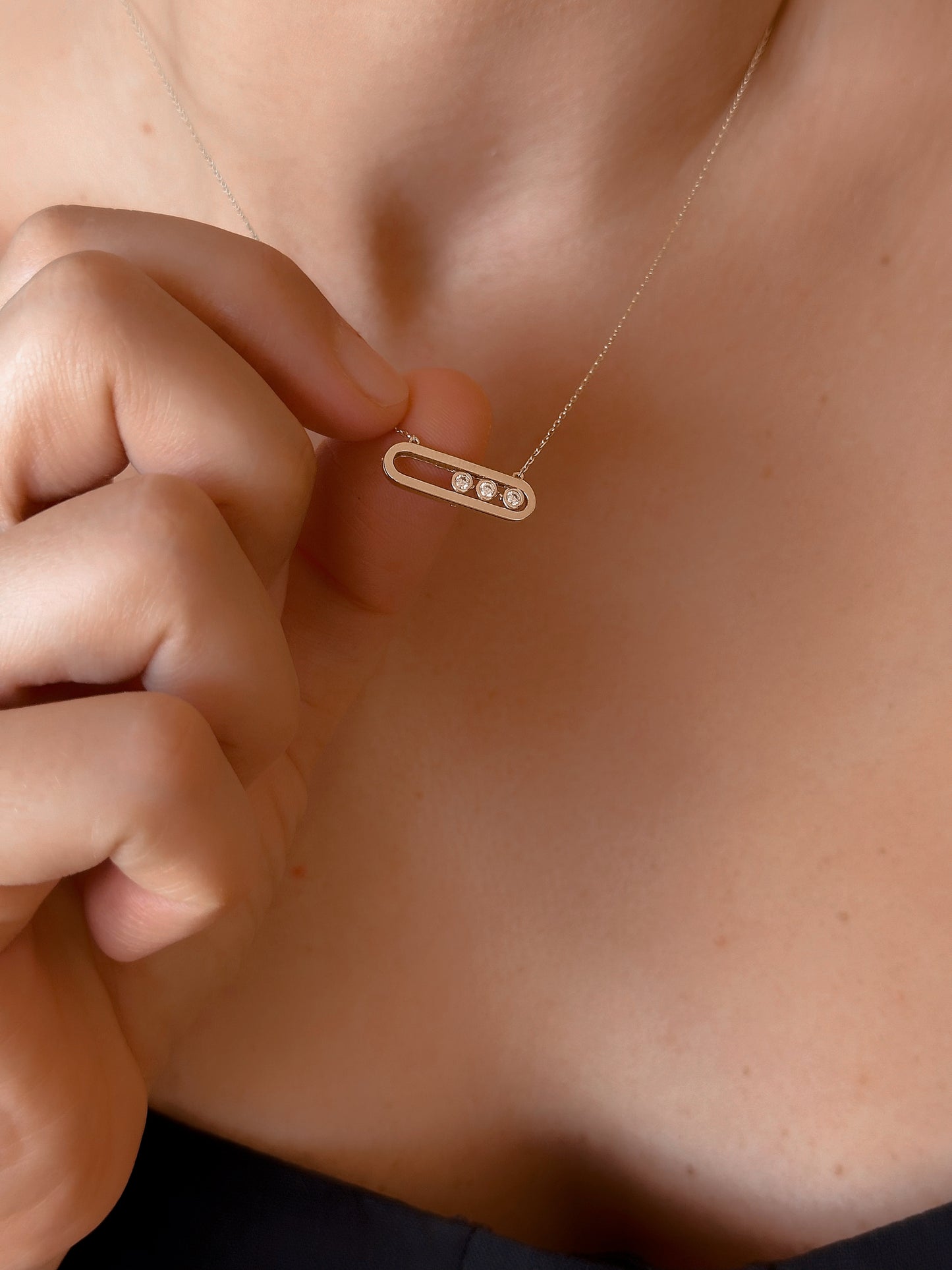 14k Solid Gold Bordered with Round Satin ID Bar Necklace