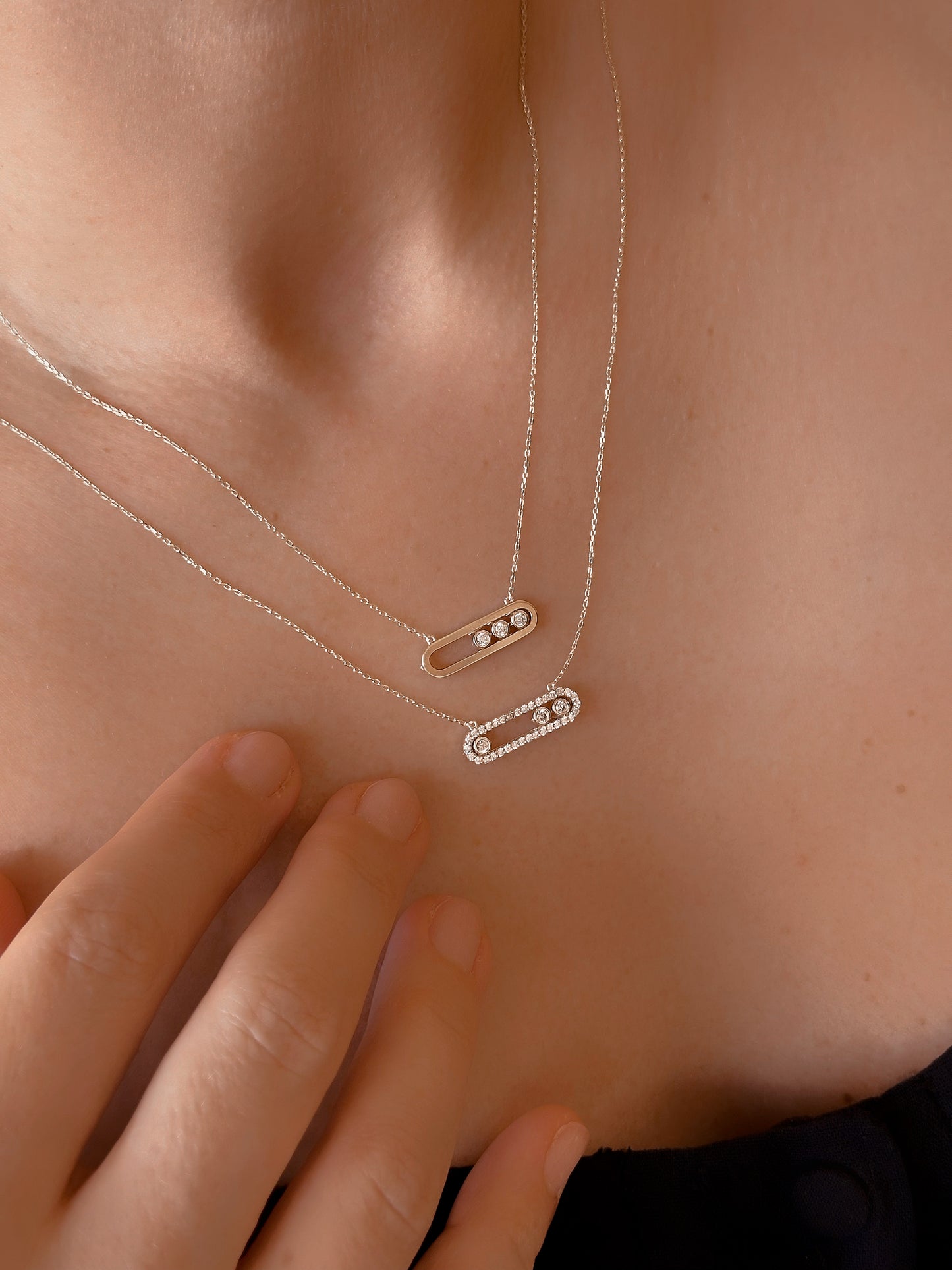 14k Solid Gold Bordered with Round Satin ID Bar Necklace