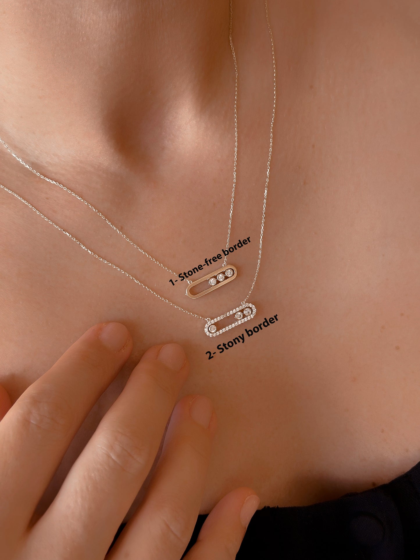 14k Solid Gold Bordered with Round Satin ID Bar Necklace