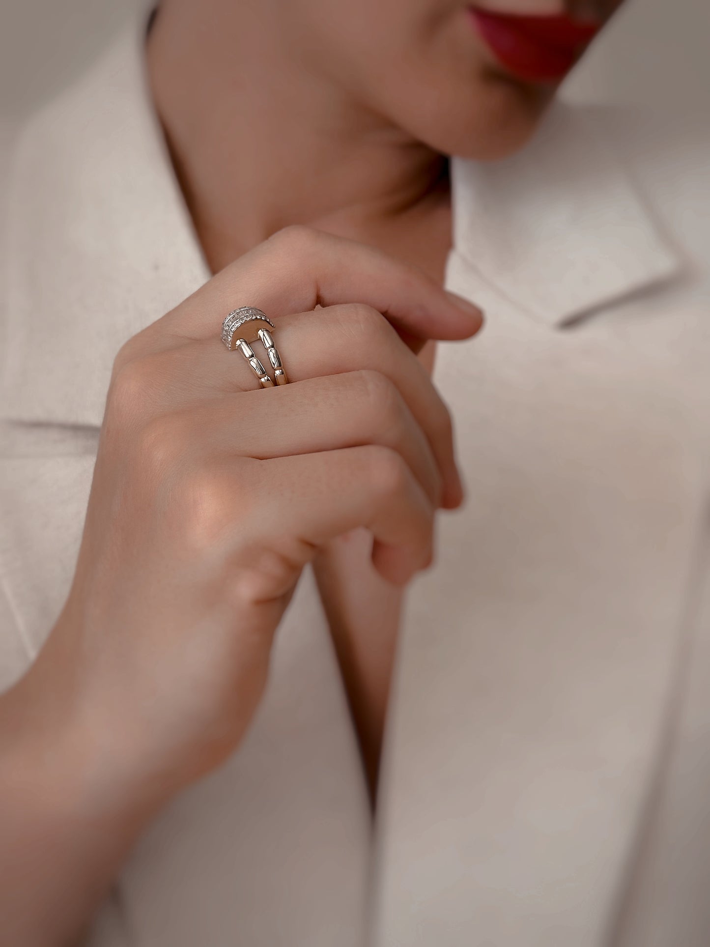 14K Solid Gold Green Or White Stone Ring