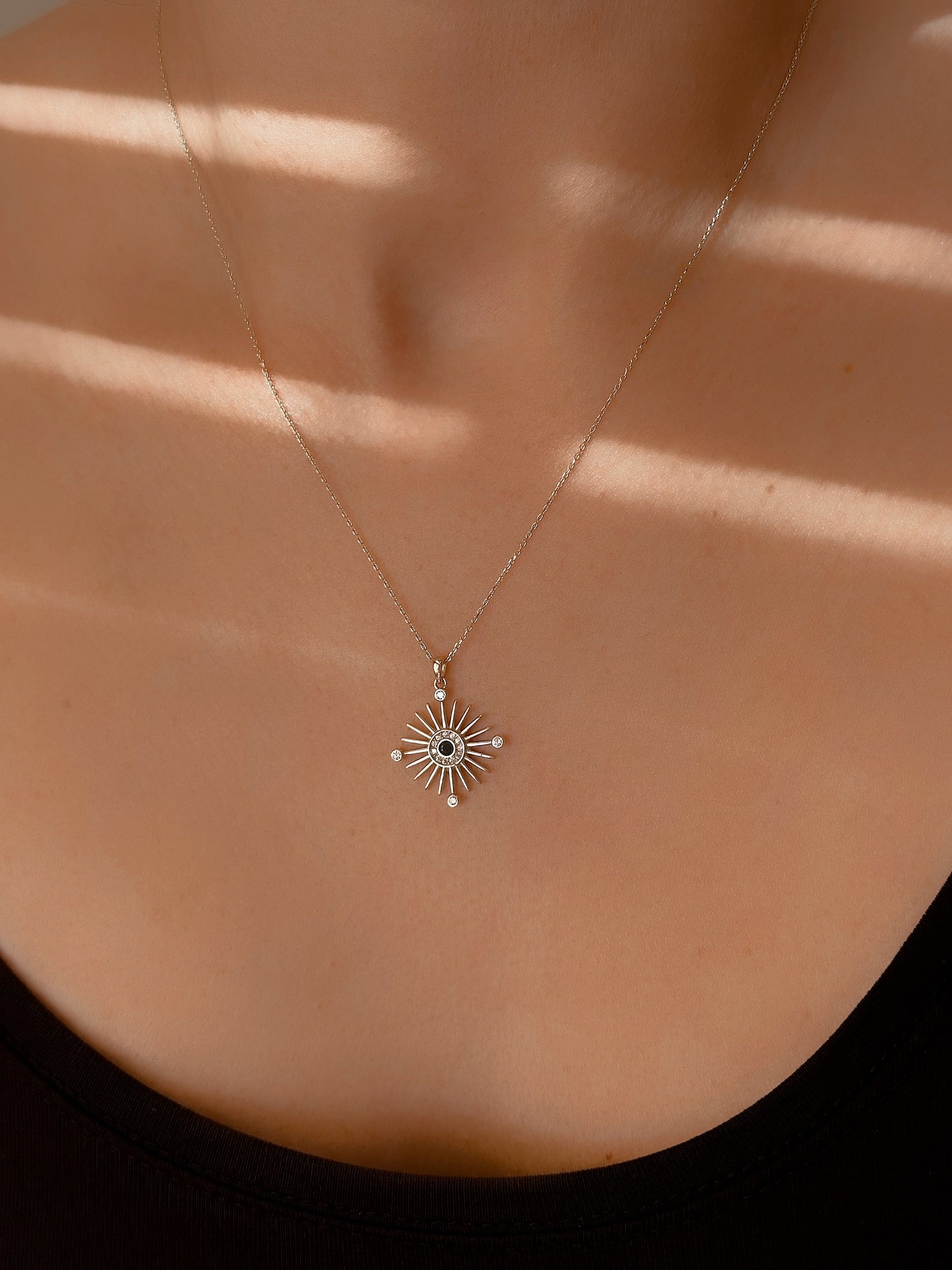 14K Solid Gold Hedgehog Eye Necklace