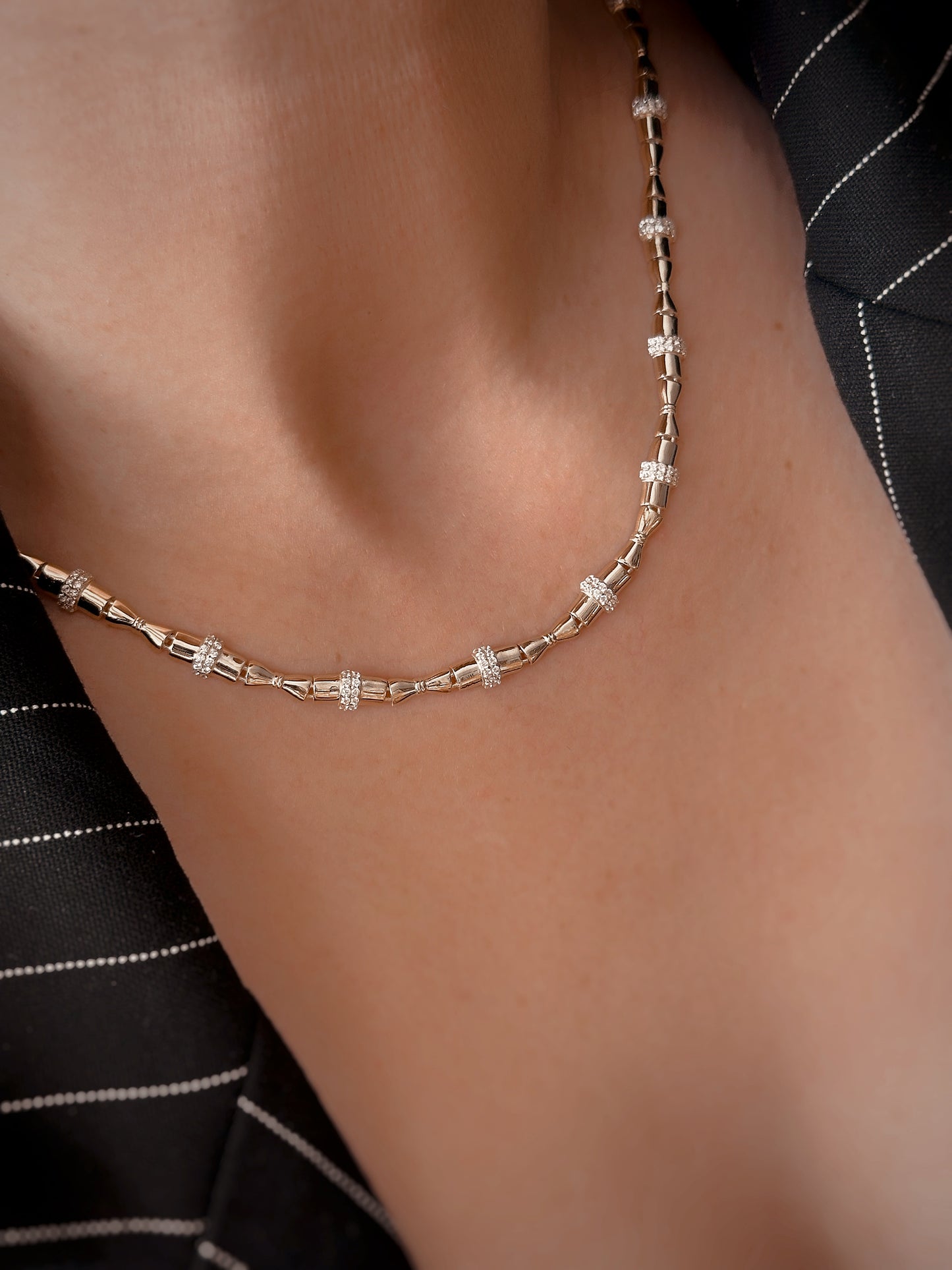 14K Solid Gold Pipe Chain Bracelet