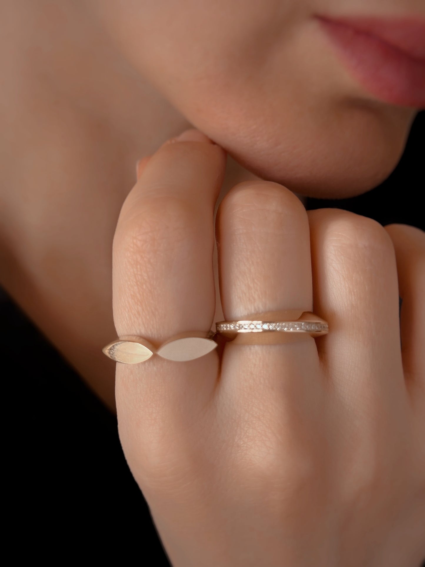 14k Solid Gold Asymmetric Design Ring