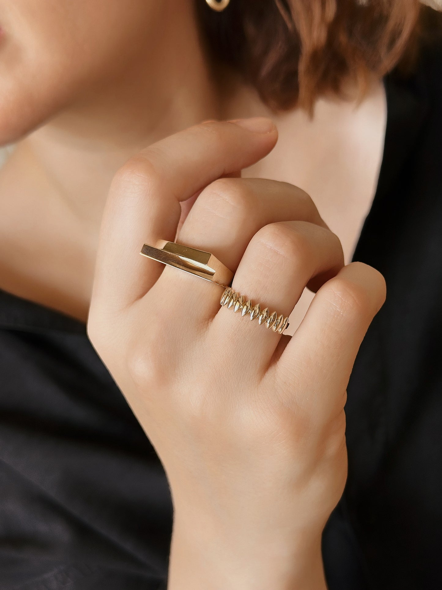 Asymmetrical Thick Unisex Ring, Geometric Ring