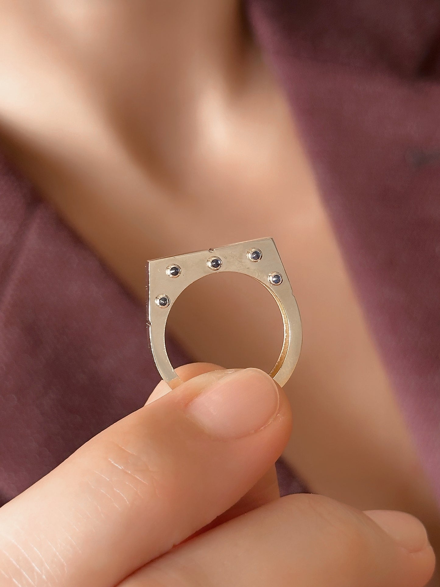 14k solid gold Angular Screw ring
