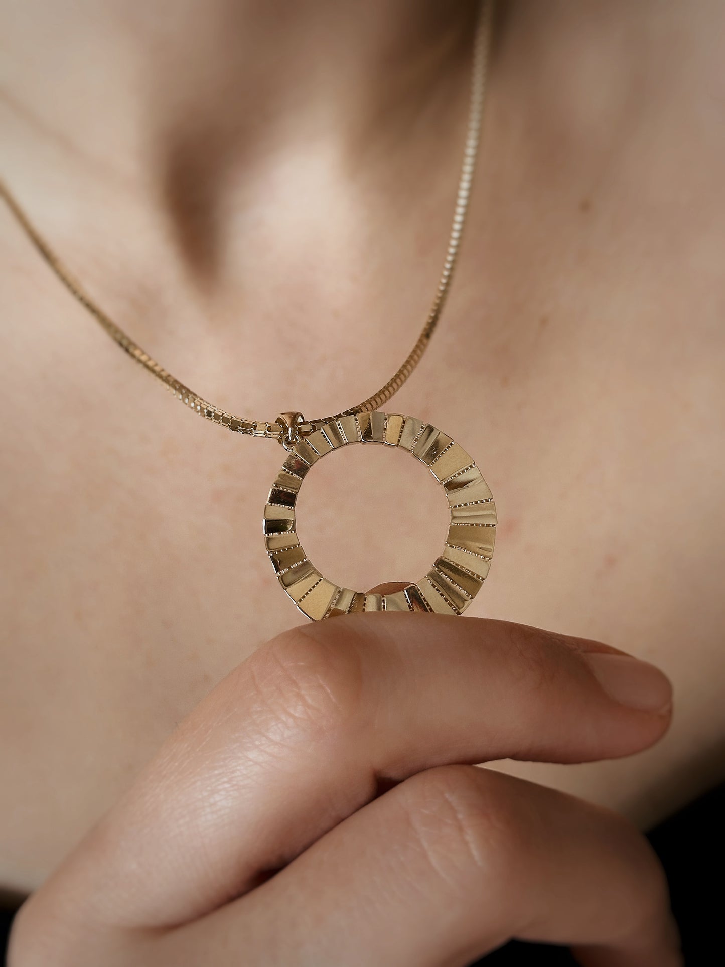 14k Gold Circle Necklace, Sunlight Necklace