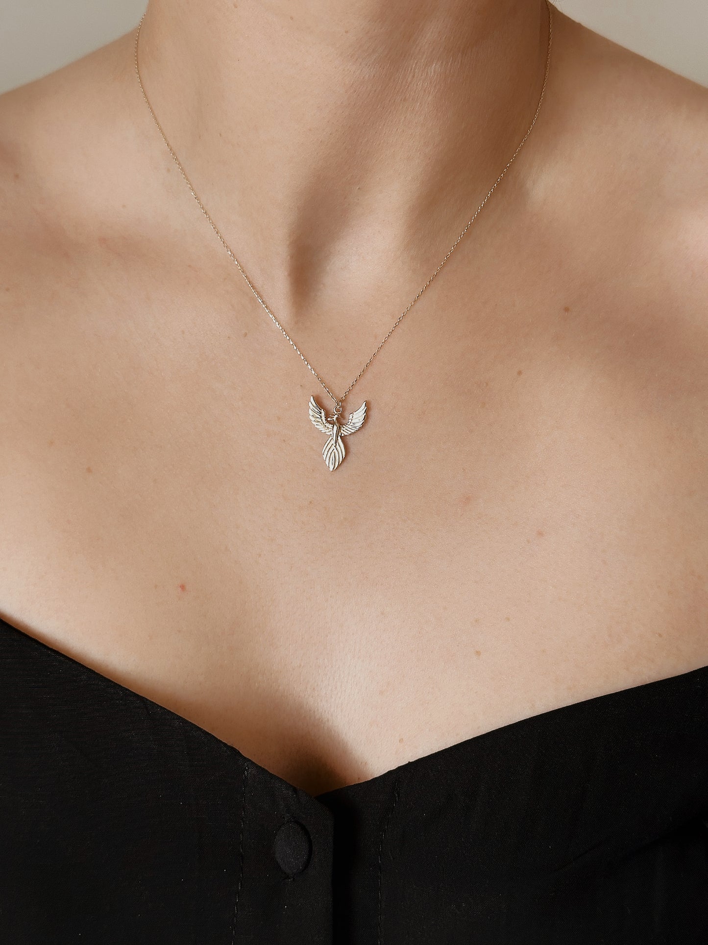 14K solid Gold Phoenix Necklace