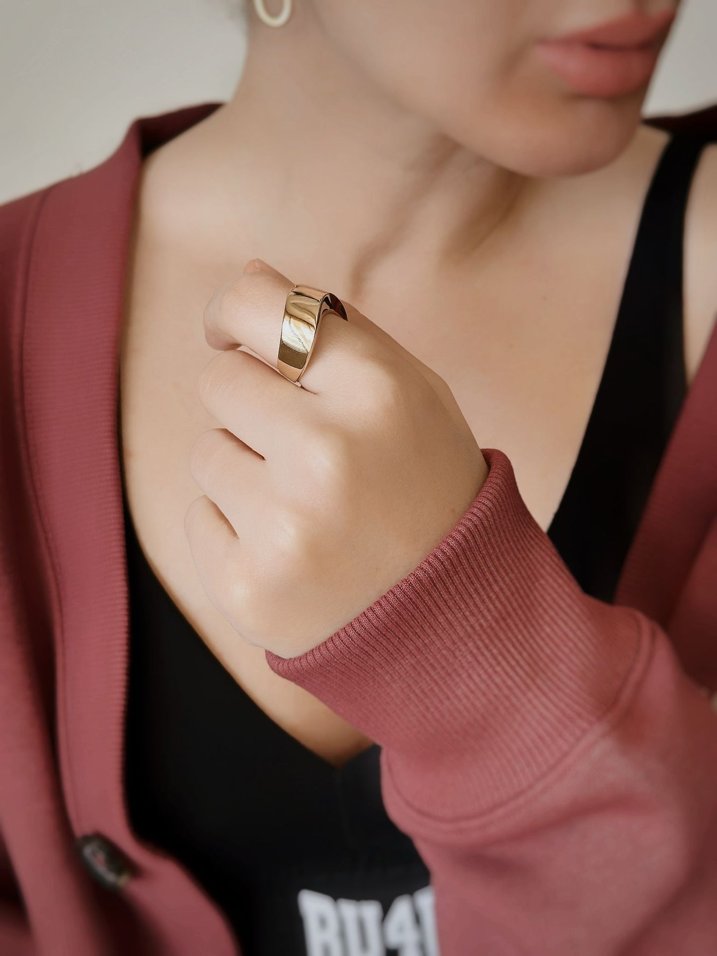 14K Solid Gold Wave Model Geometric Ring