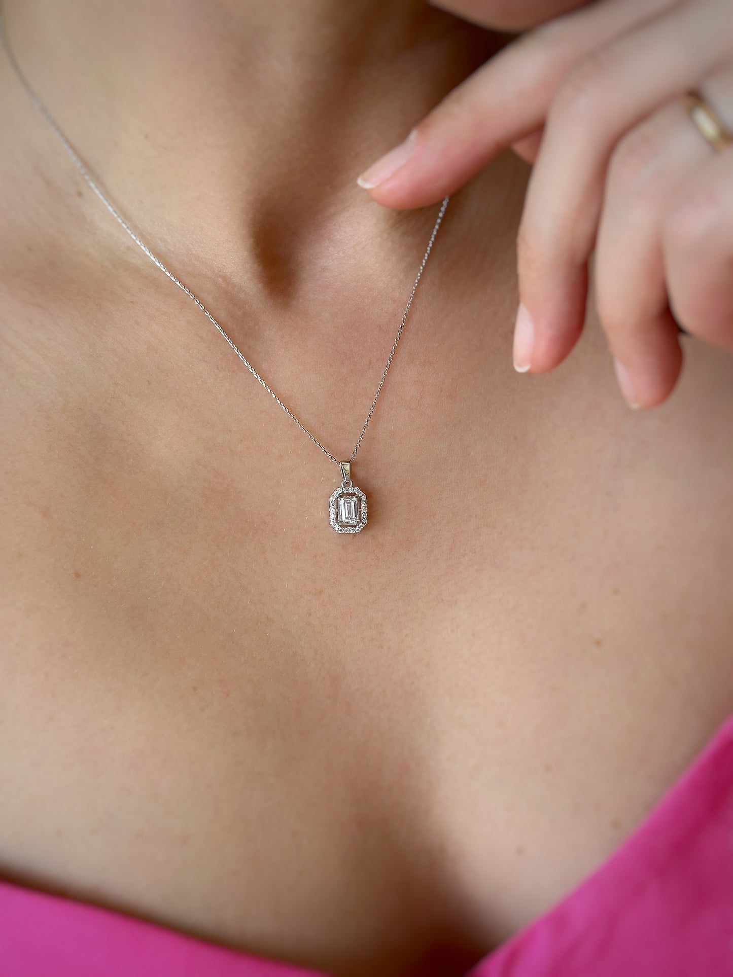 Single Stone Necklace,14K Solid Gold Bridal Necklace