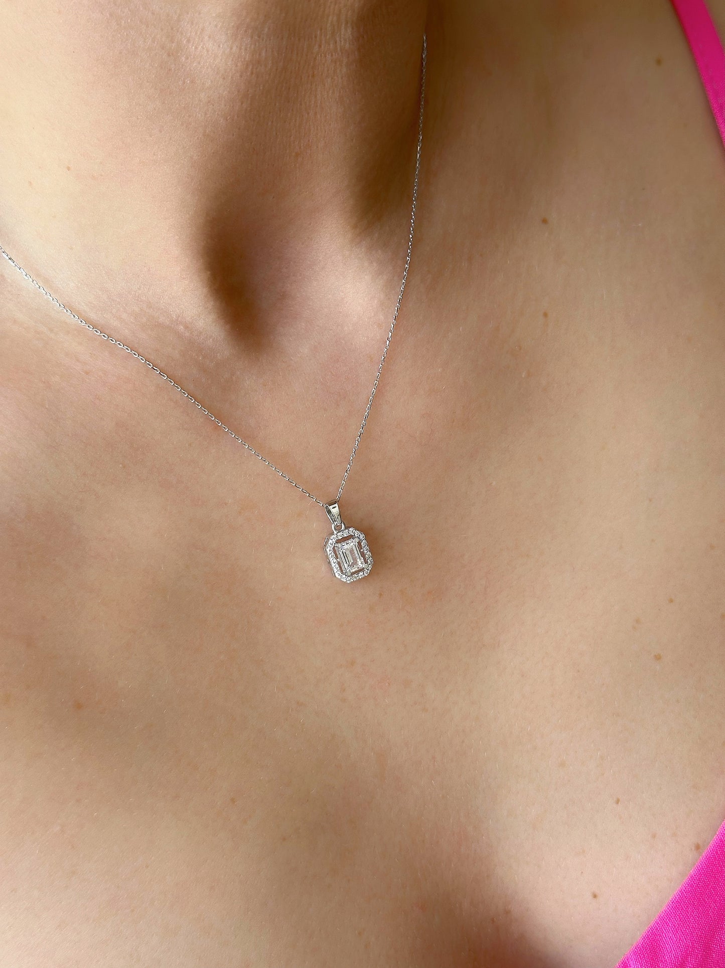 Single Stone Necklace,14K Solid Gold Bridal Necklace
