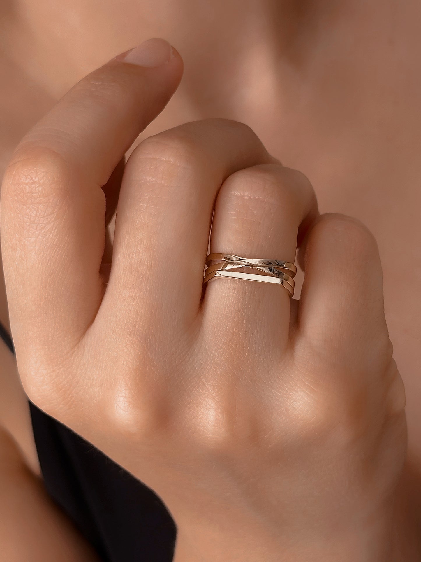 14K Solid Gold Double Ring