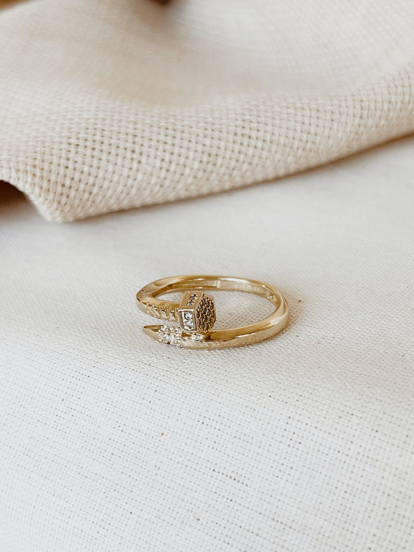 14k Solid Gold Open Ring, Wrap cuff Ring