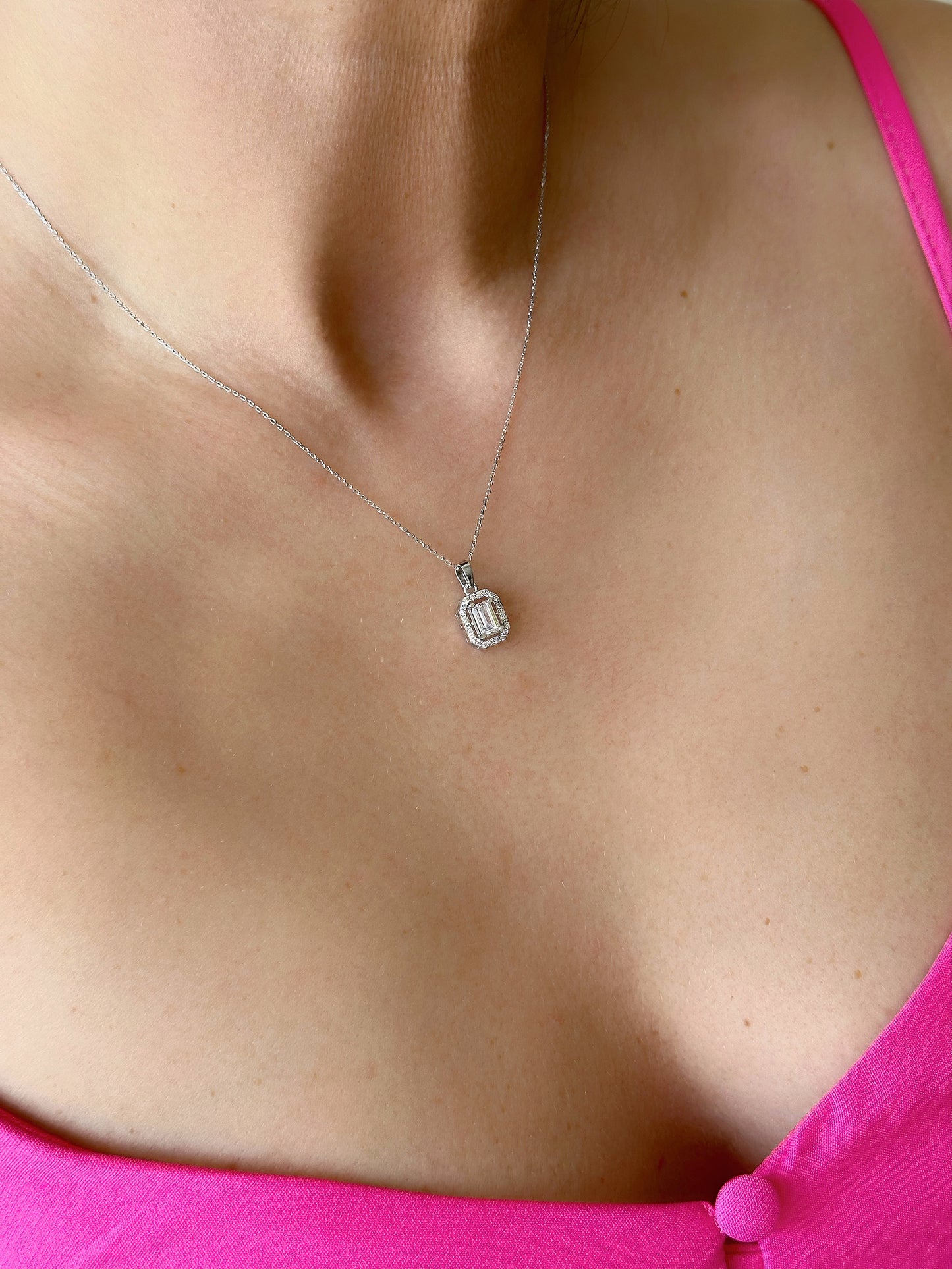 Single Stone Necklace,14K Solid Gold Bridal Necklace