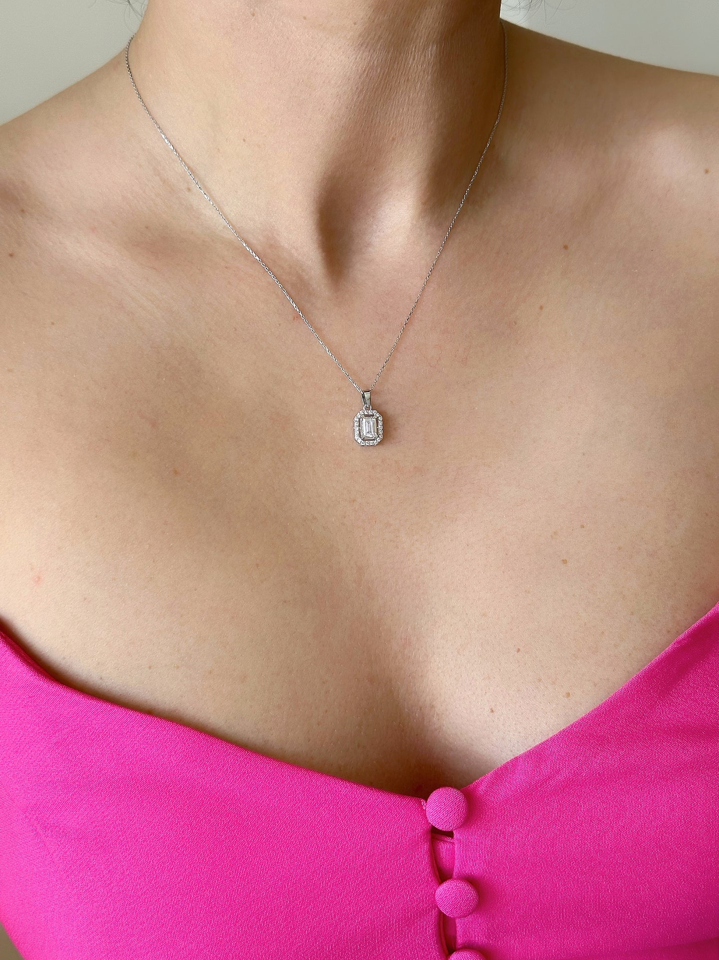Single Stone Necklace,14K Solid Gold Bridal Necklace