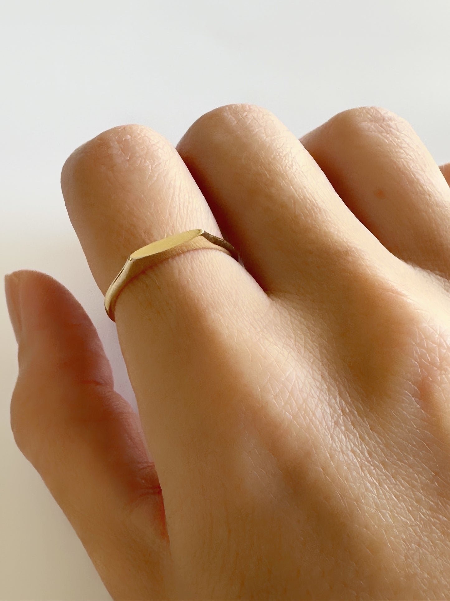 14K Solid Gold Rectangle Bar Ring