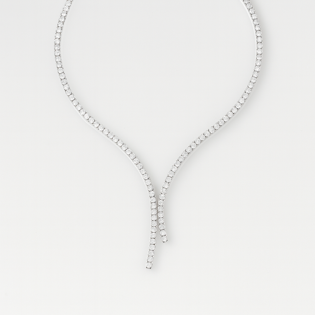 Y Drop Tennis Necklace 925 Sterling Silver