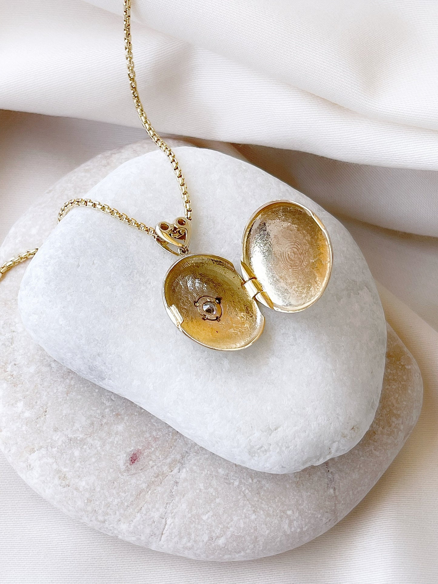 14k solid gold locket necklace with , Gold locket pendant