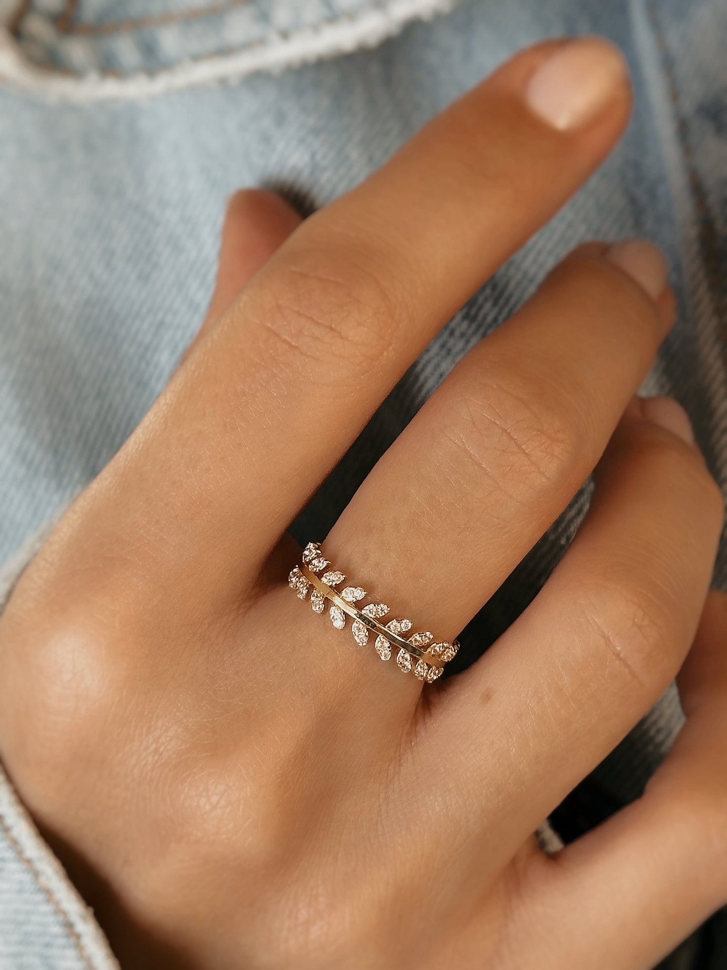 14K Real Gold Leaf Ring
