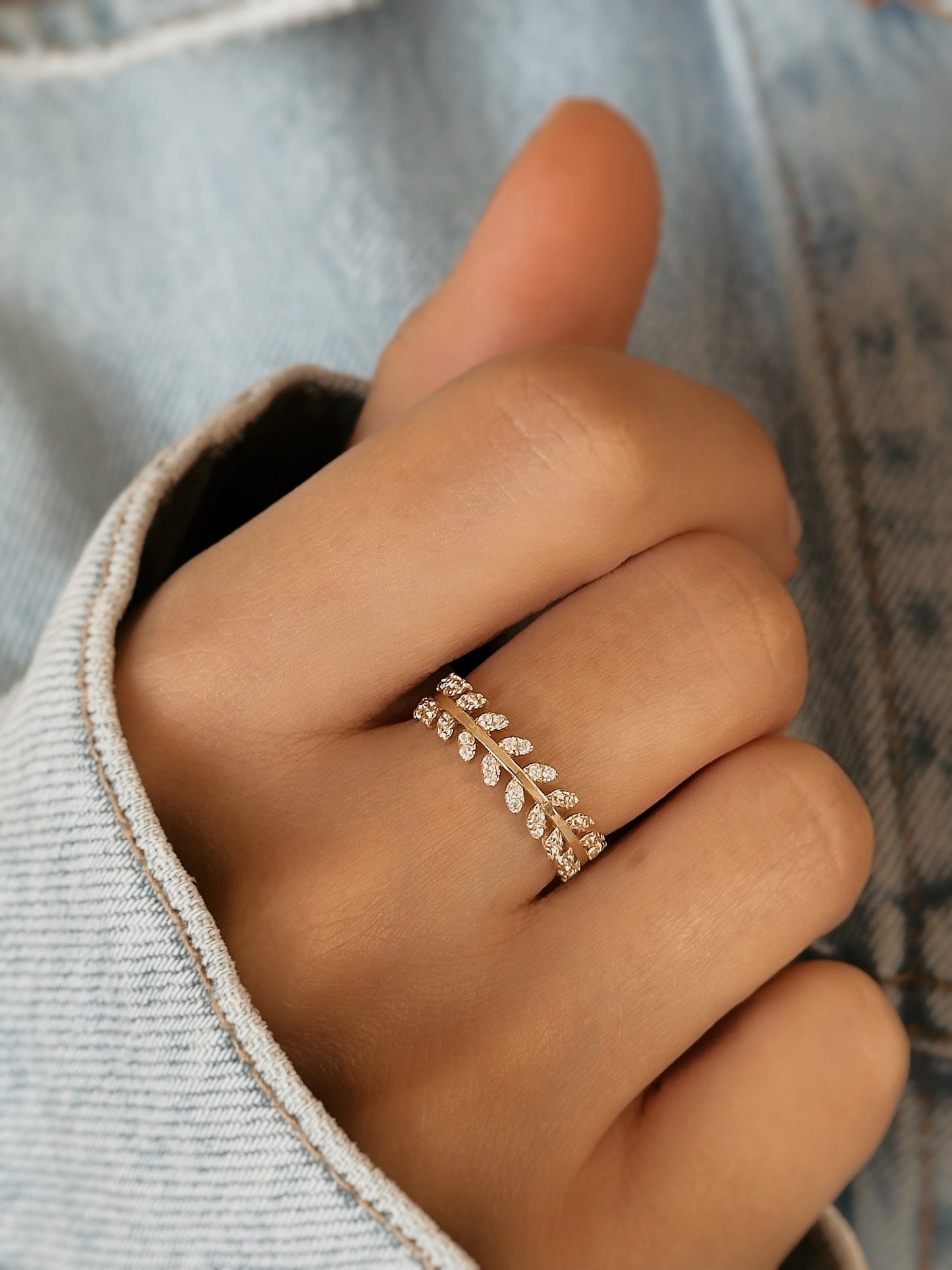 14K Real Gold Leaf Ring