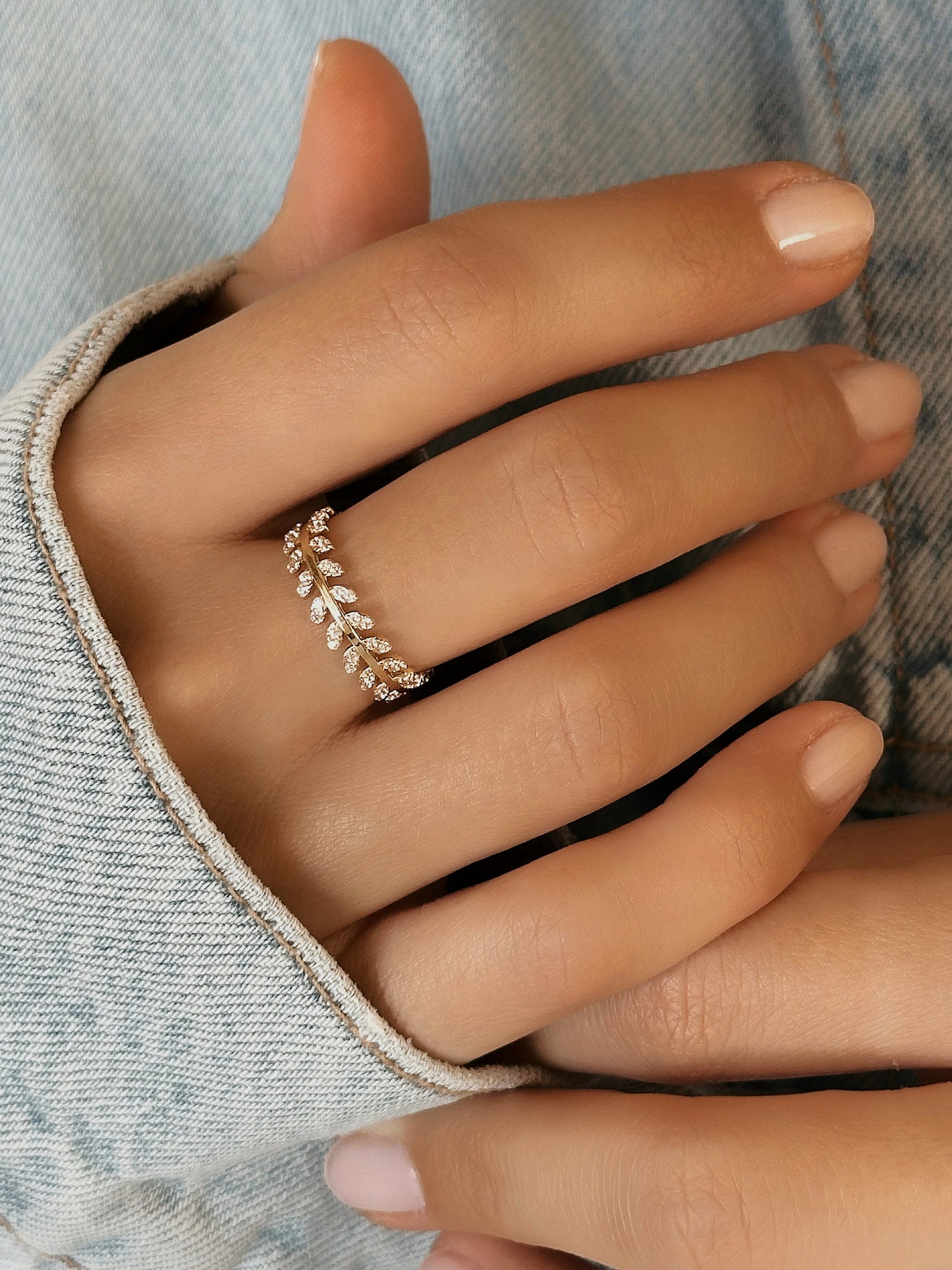 14K Real Gold Leaf Ring
