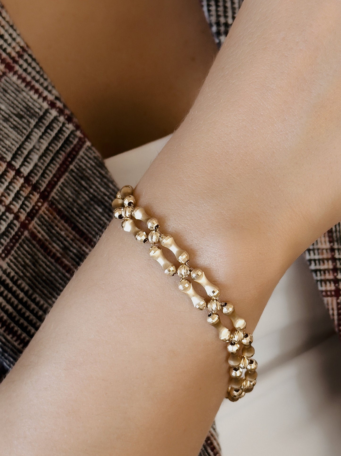 14k Solid Gold Natural Bone Bracalet