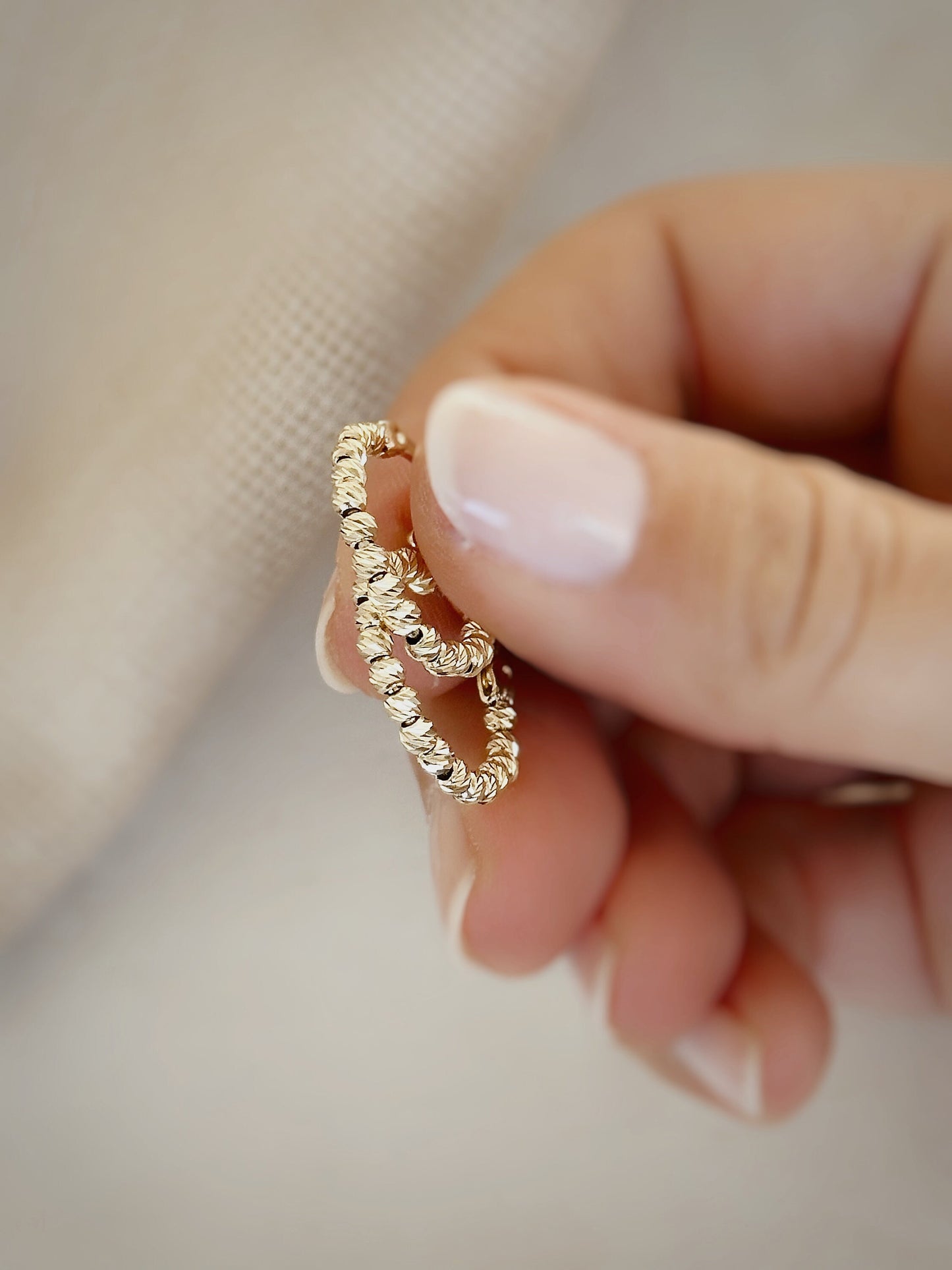 14K Solid Gold Beaded Earrings, 14K Beaded Earrings