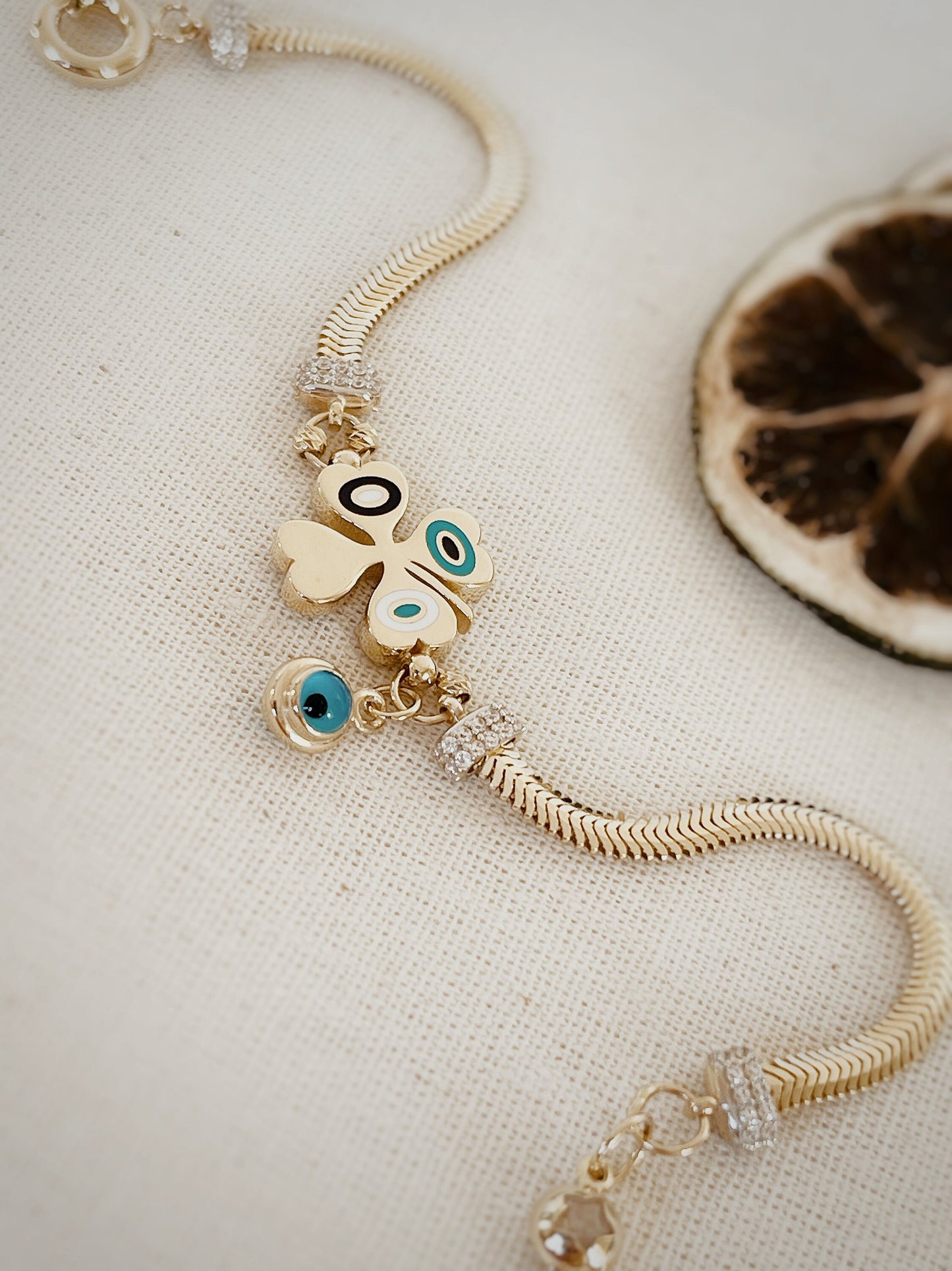 14K Gold Clover Bracelet, 14K Gold Clover Bracelet