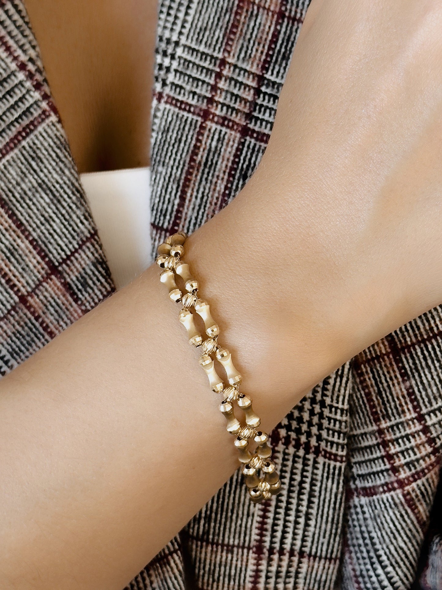 14k Solid Gold Natural Bone Bracalet