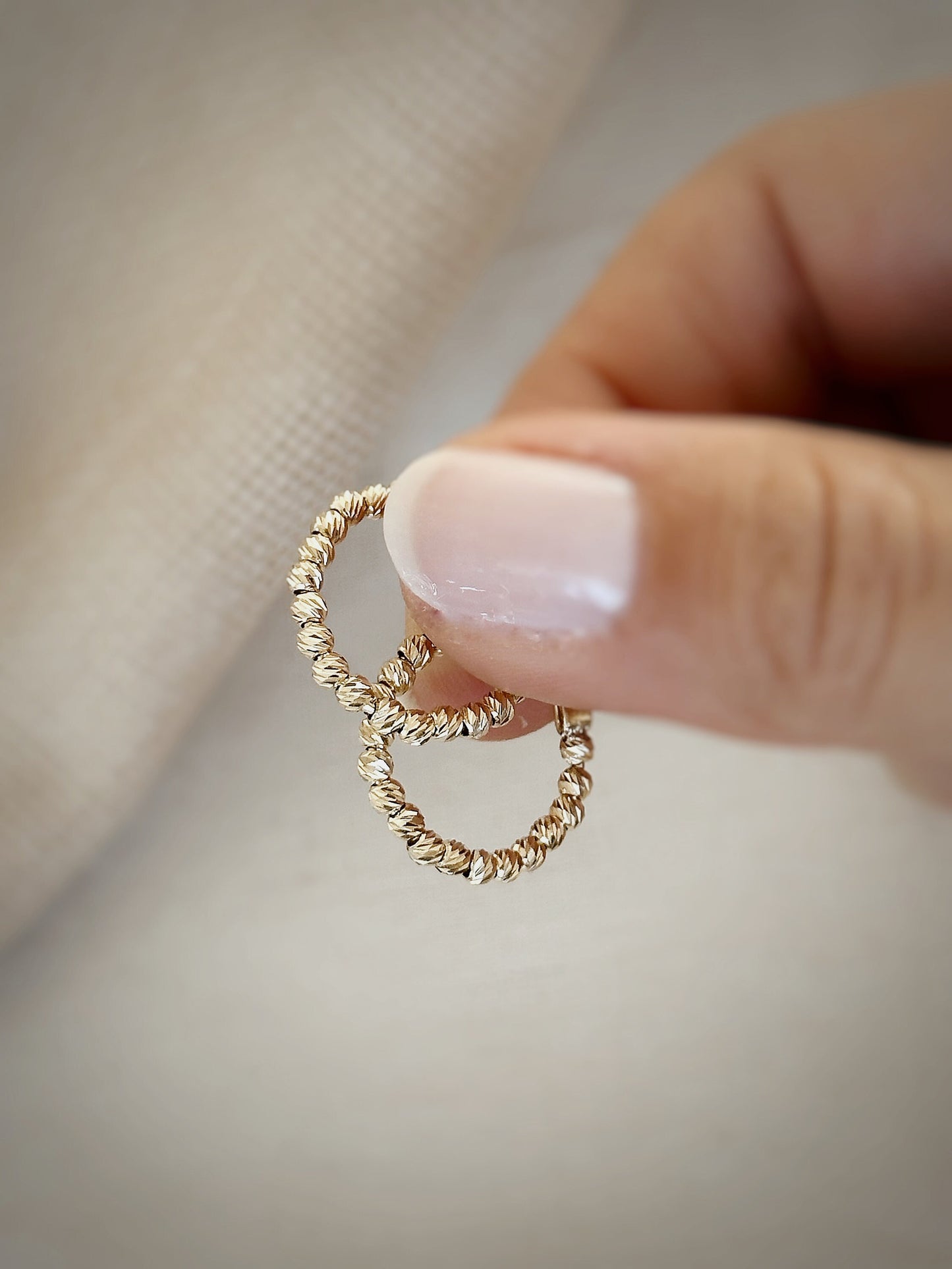 14K Solid Gold Beaded Earrings, 14K Beaded Earrings