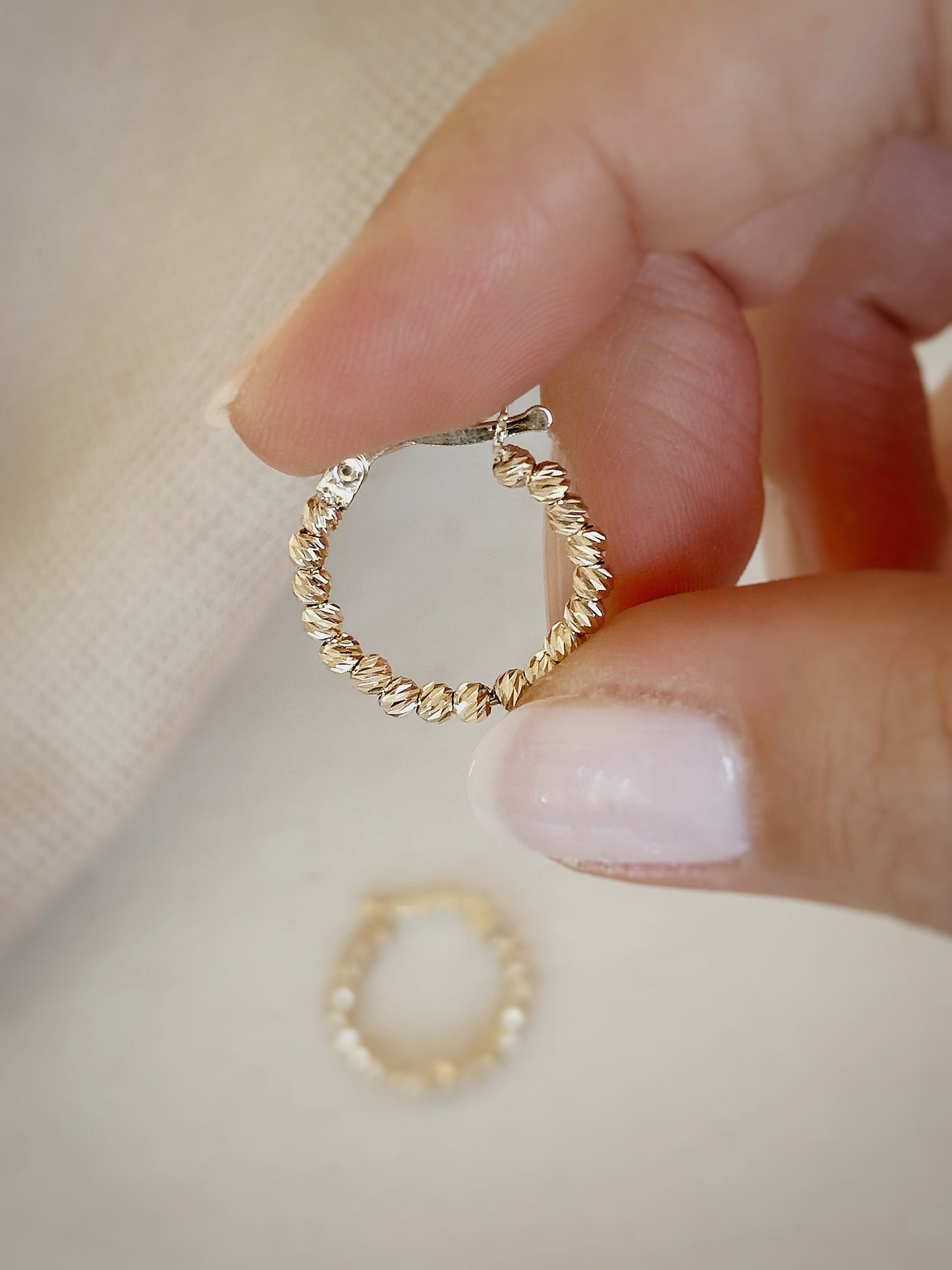 14K Solid Gold Beaded Earrings, 14K Beaded Earrings