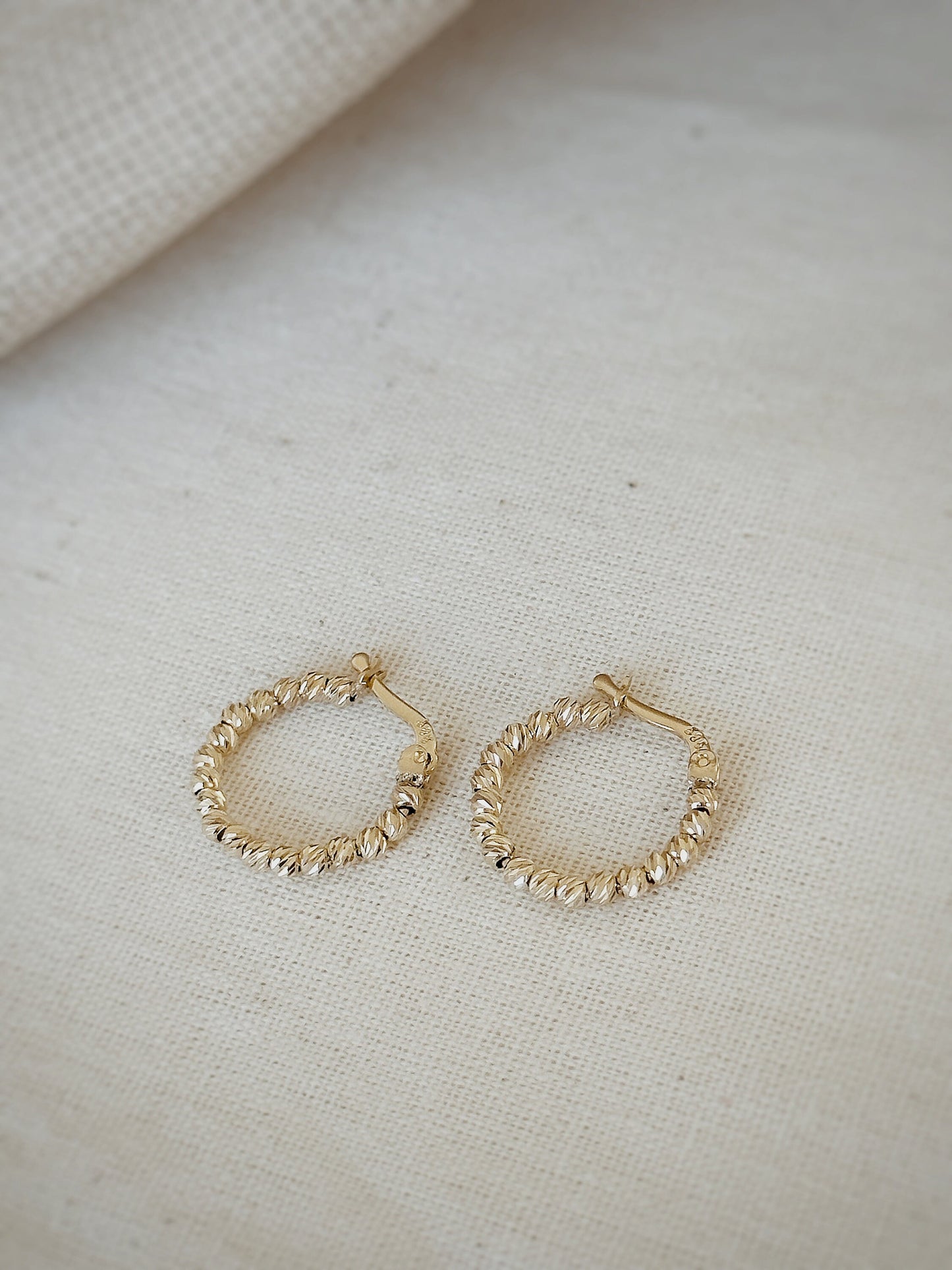 14K Solid Gold Beaded Earrings, 14K Beaded Earrings