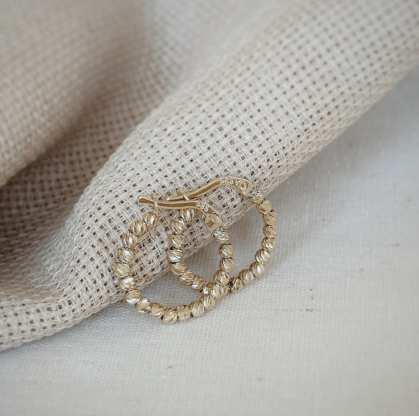 14K Solid Gold Beaded Earrings, 14K Beaded Earrings