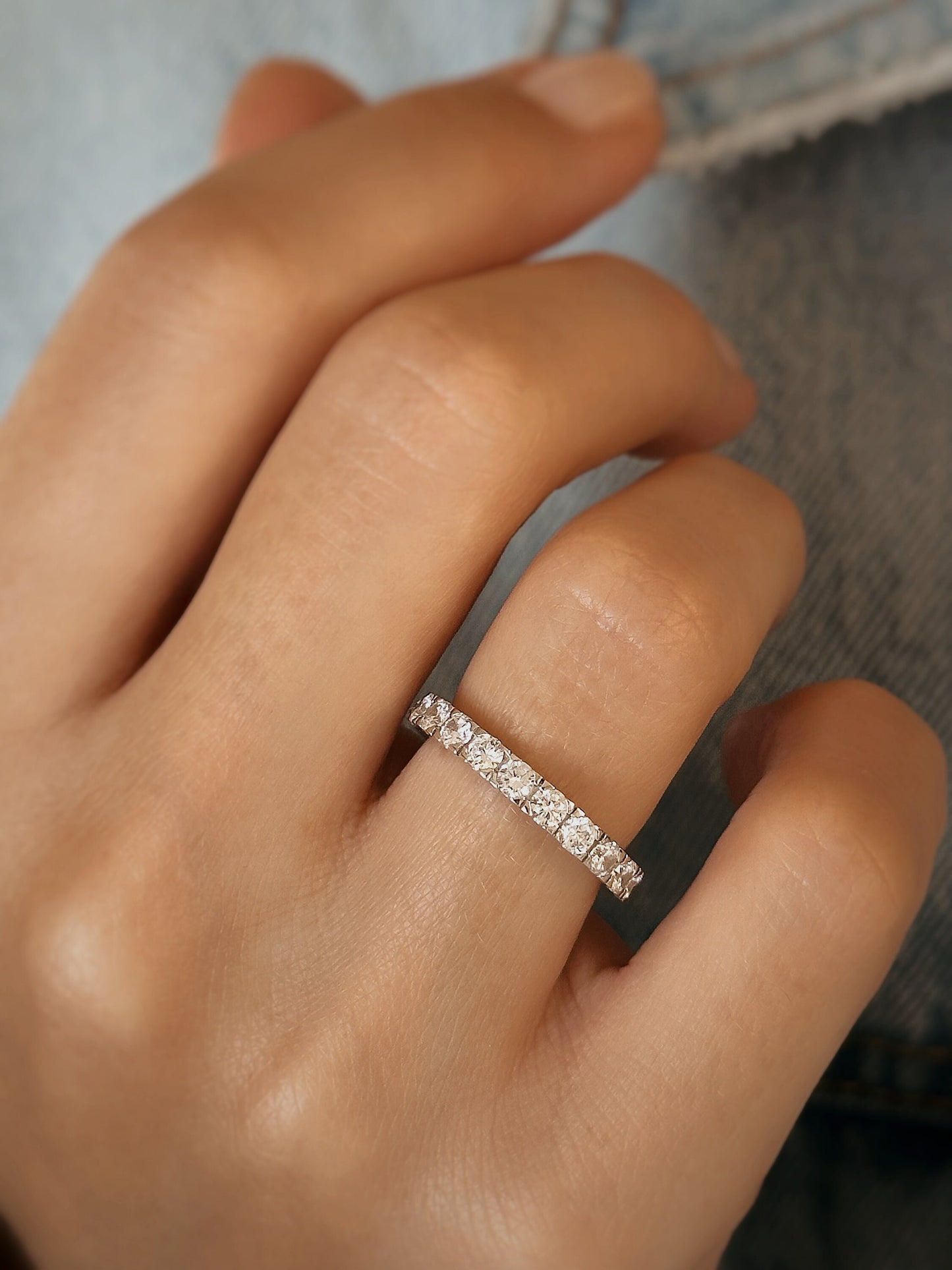 14k Solid Gold Diamond FULL Eternity Band