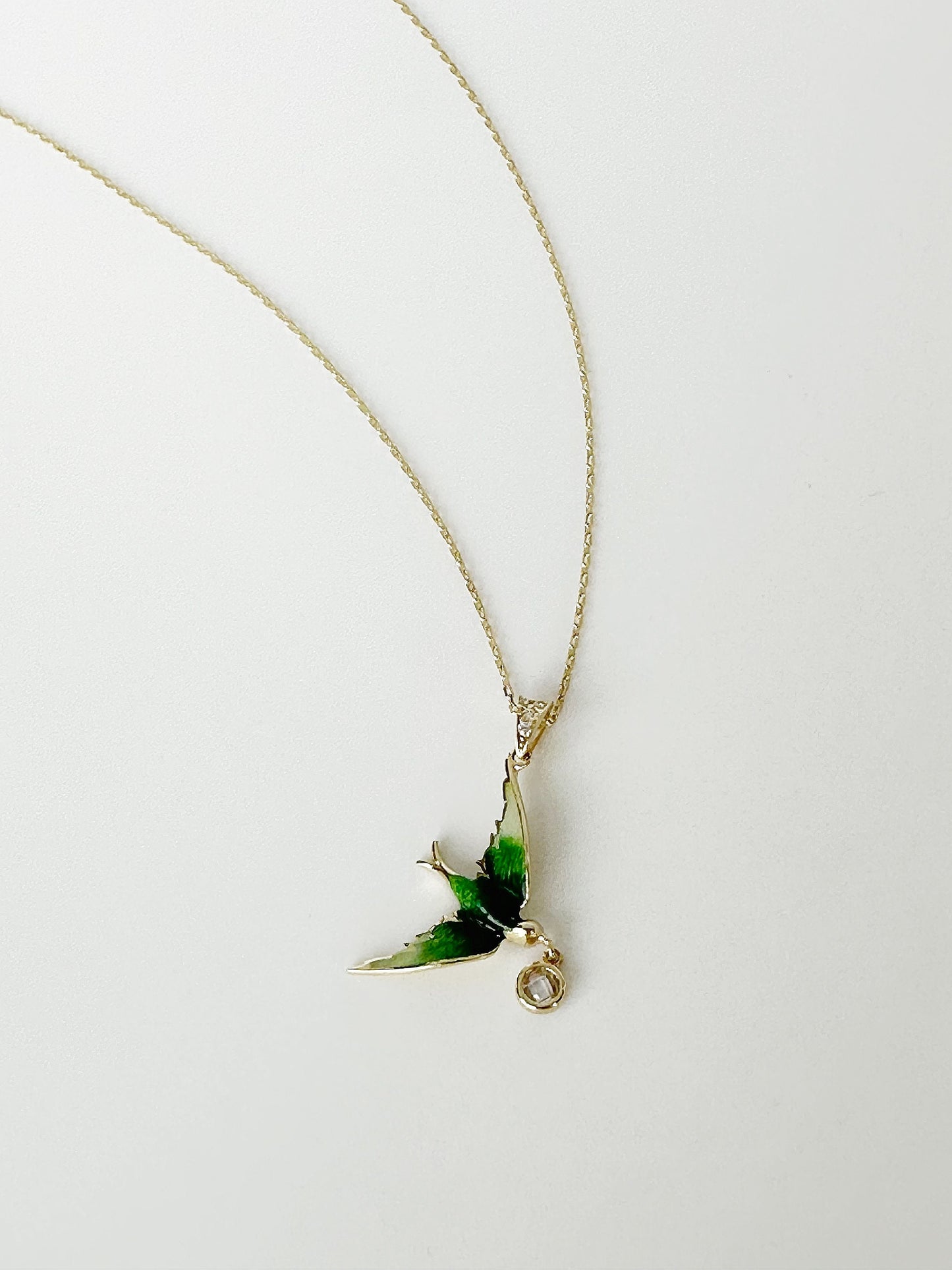 14k Solid Gold Pigeon Necklace, Minimalist Gold Necklace