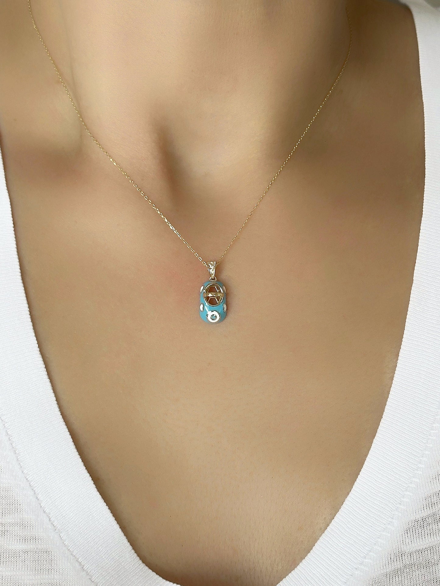 14K Yellow Gold 3D Classic baby Shoe Charm Pendant gift Fine Jewelry, Solid Gold pendant 14K Shoe Green Stone August Birthday Yellow Art