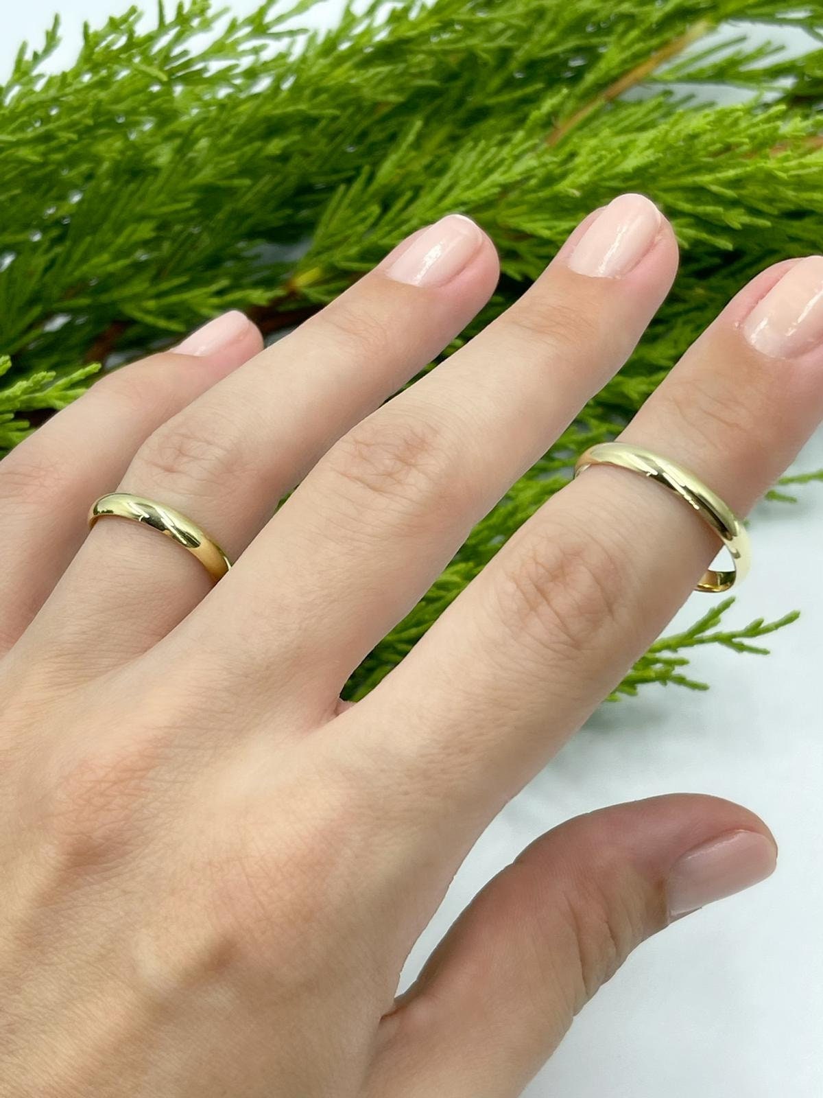 14k Solid Gold Dome Wedding Band